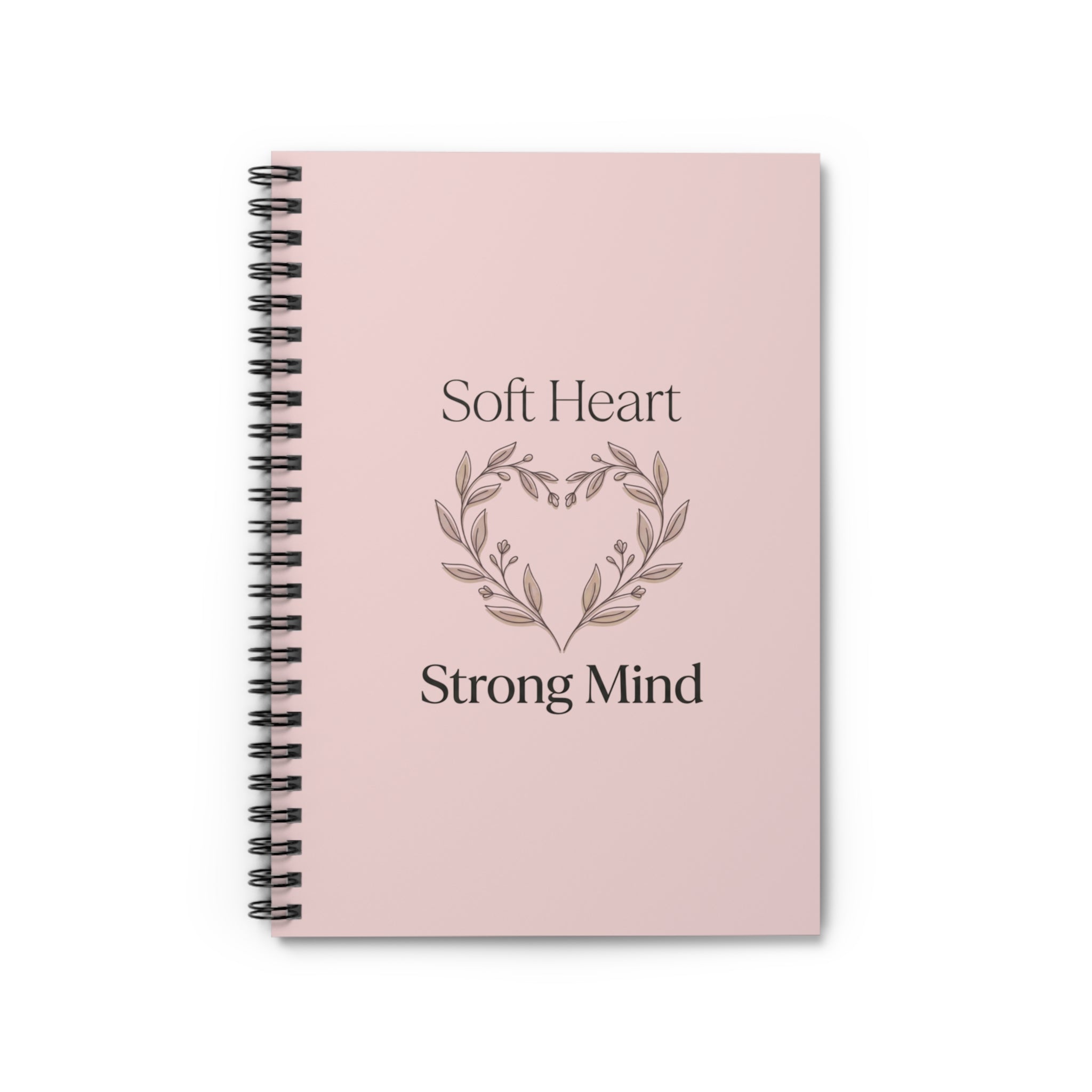 Soft Heart Strong Mind Spiral Notebook | Pink Floral Heart Ruled Journal