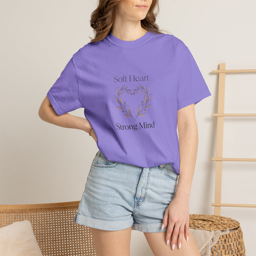 Soft Heart Strong Mind T-shirt | Laurel Wreath Botanical Graphic