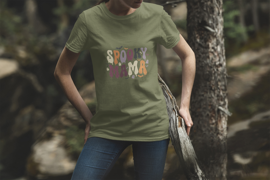 Spooky Mama T‑Shirt — Retro Halloween Graphic Tee for Moms