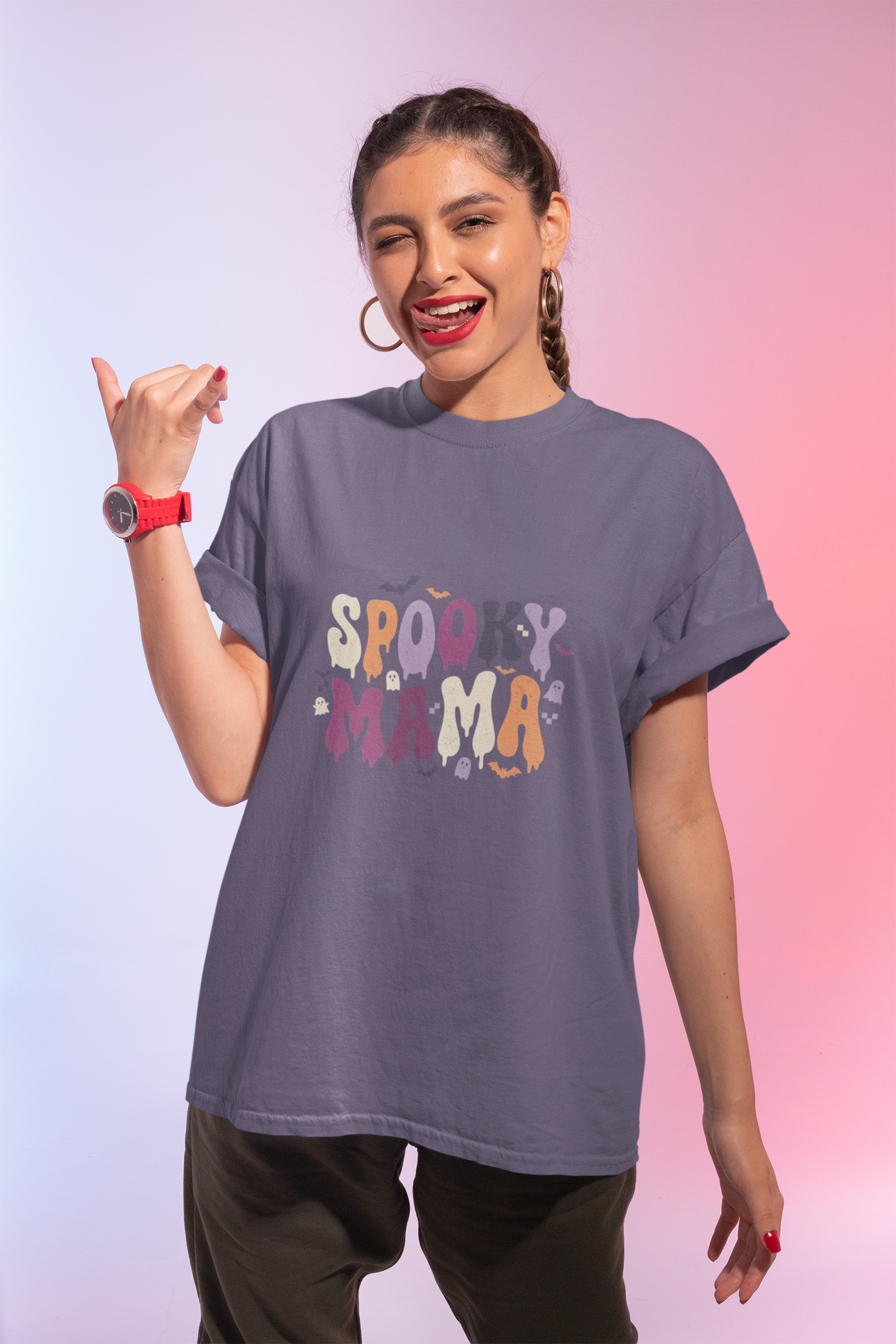 Spooky Mama T‑Shirt — Retro Halloween Graphic Tee for Moms