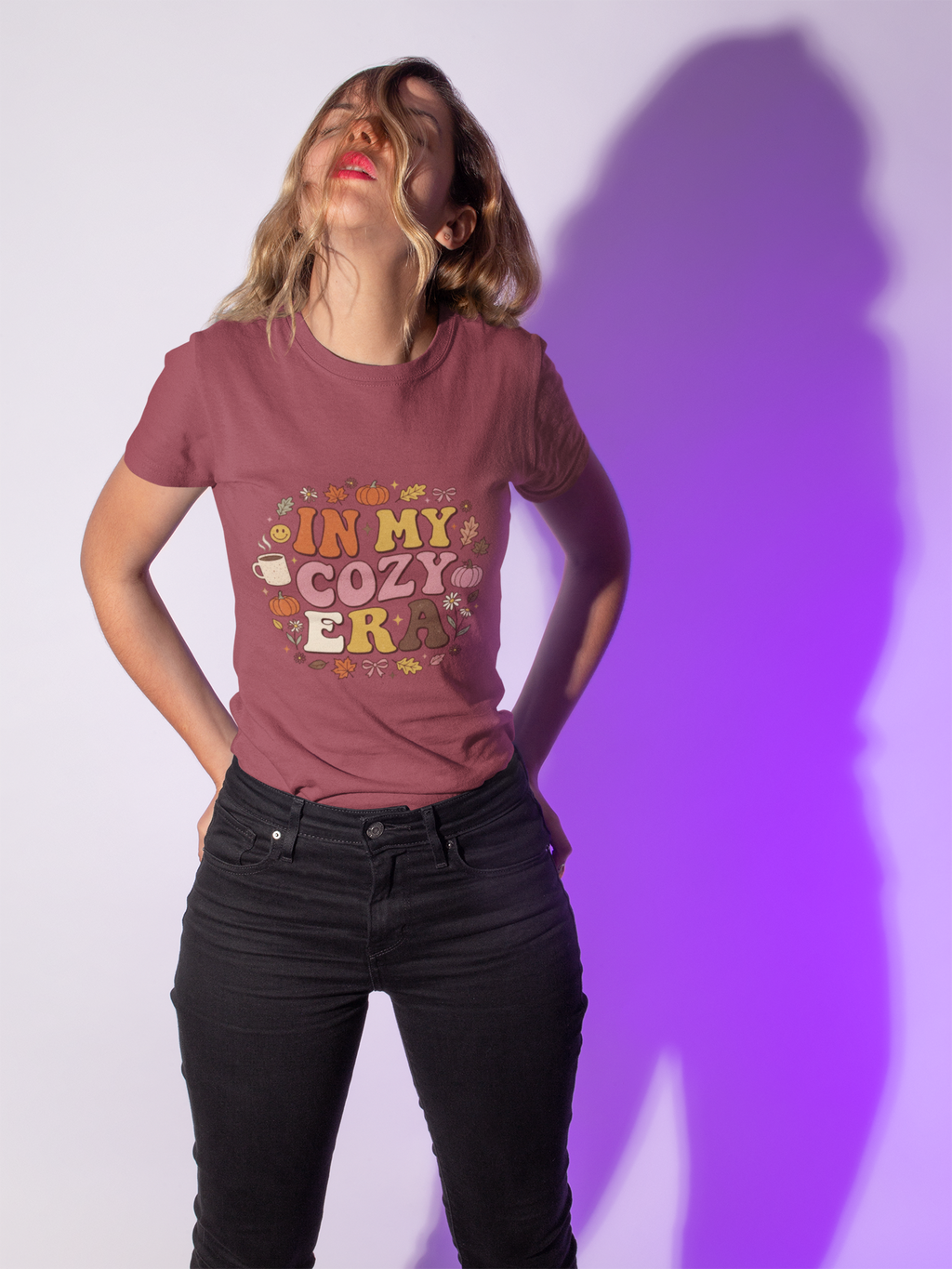 In My Cozy Era T-shirt | Fall Pumpkin Leaves Coffee Cozy Season