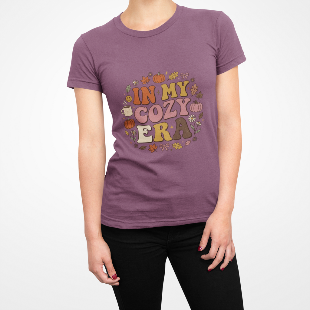 In My Cozy Era T-shirt | Fall Pumpkin Leaves Coffee Cozy Season