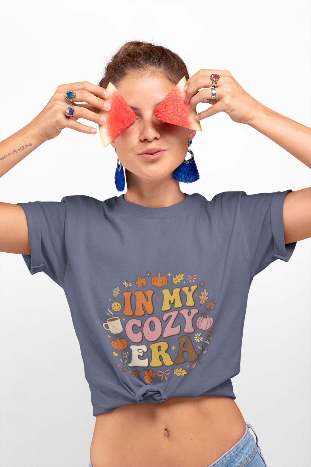 In My Cozy Era T-shirt | Fall Pumpkin Leaves Coffee Cozy Season