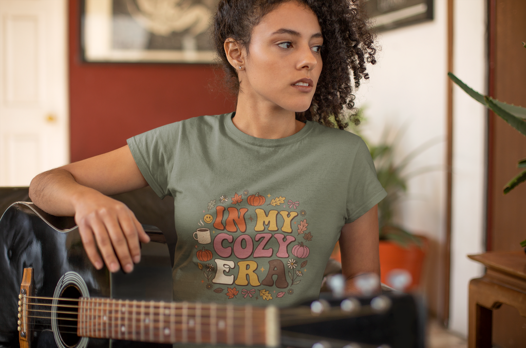 In My Cozy Era T-shirt | Fall Pumpkin Leaves Coffee Cozy Season
