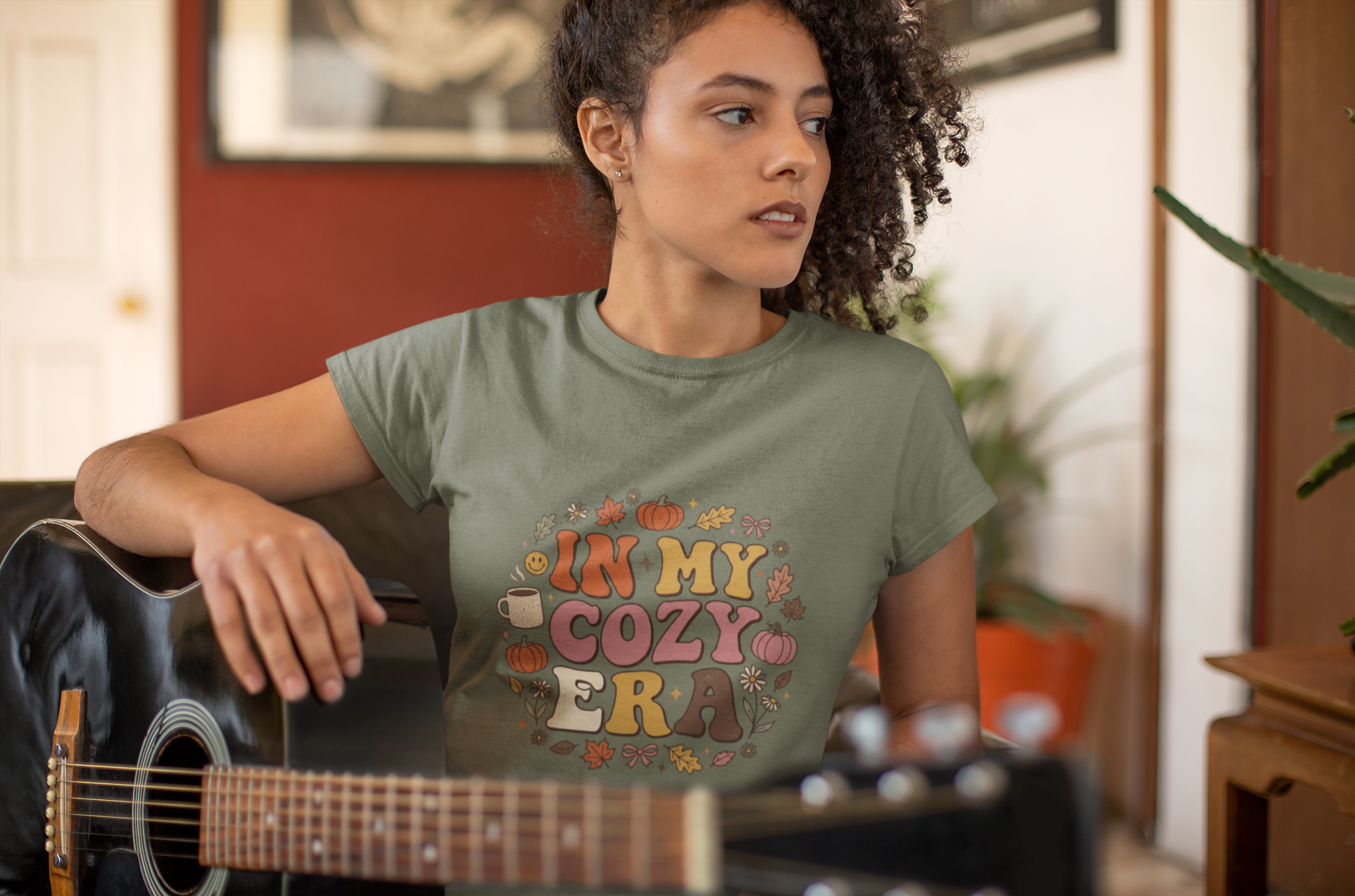 In My Cozy Era T-shirt | Fall Pumpkin Leaves Coffee Cozy Season
