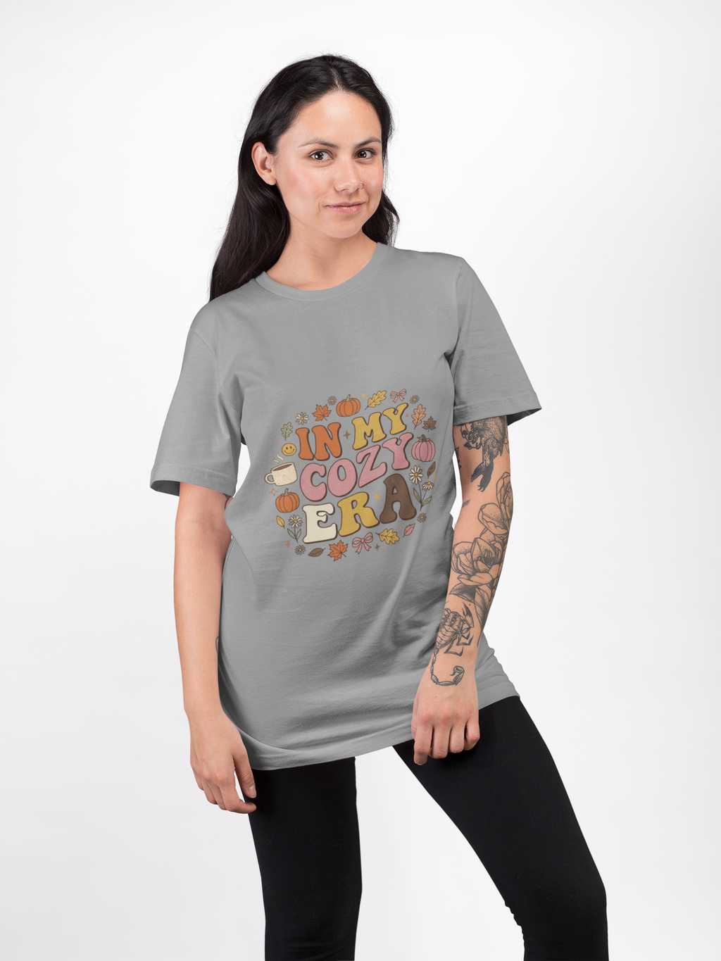 In My Cozy Era T-shirt | Fall Pumpkin Leaves Coffee Cozy Season