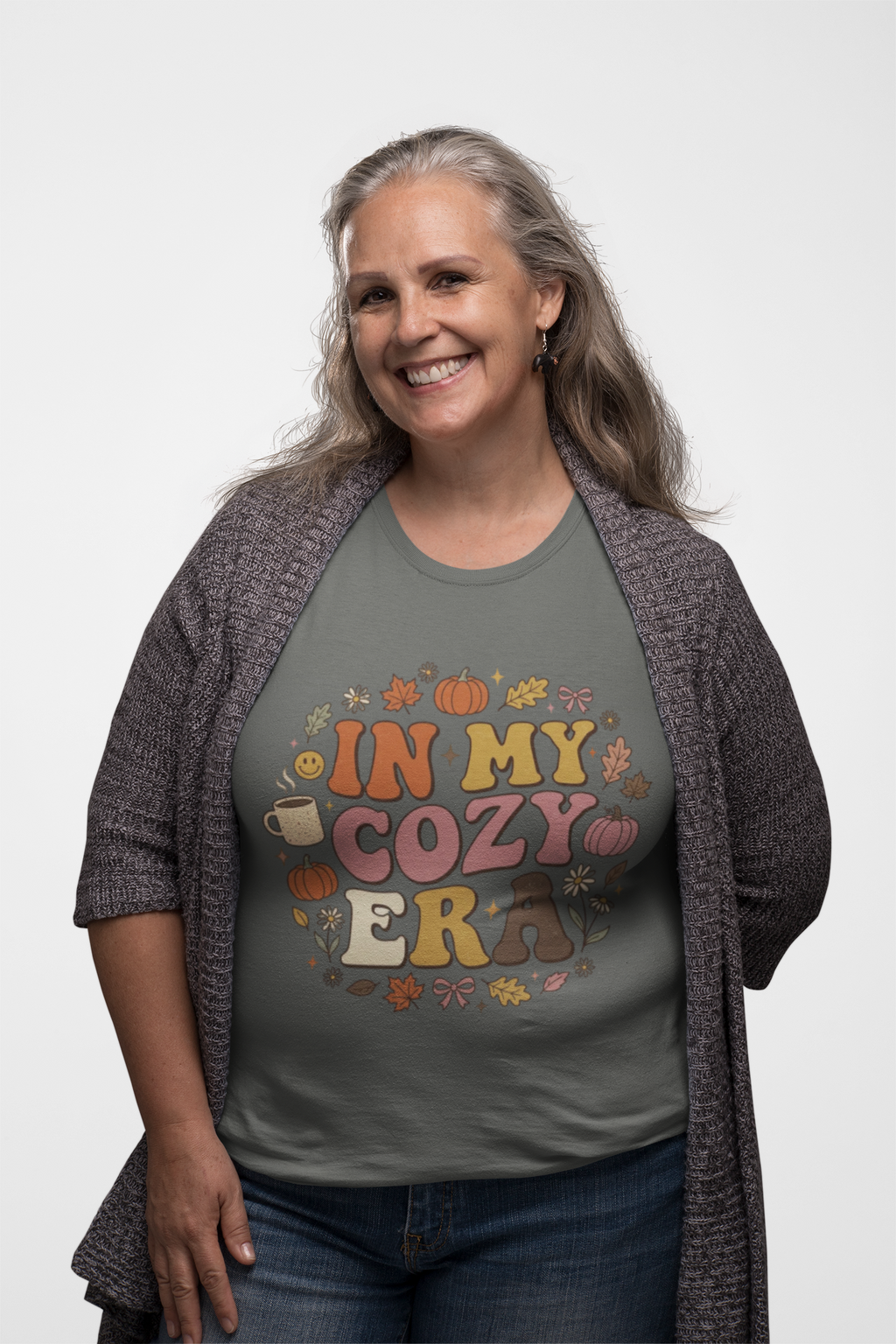 In My Cozy Era T-shirt | Fall Pumpkin Leaves Coffee Cozy Season