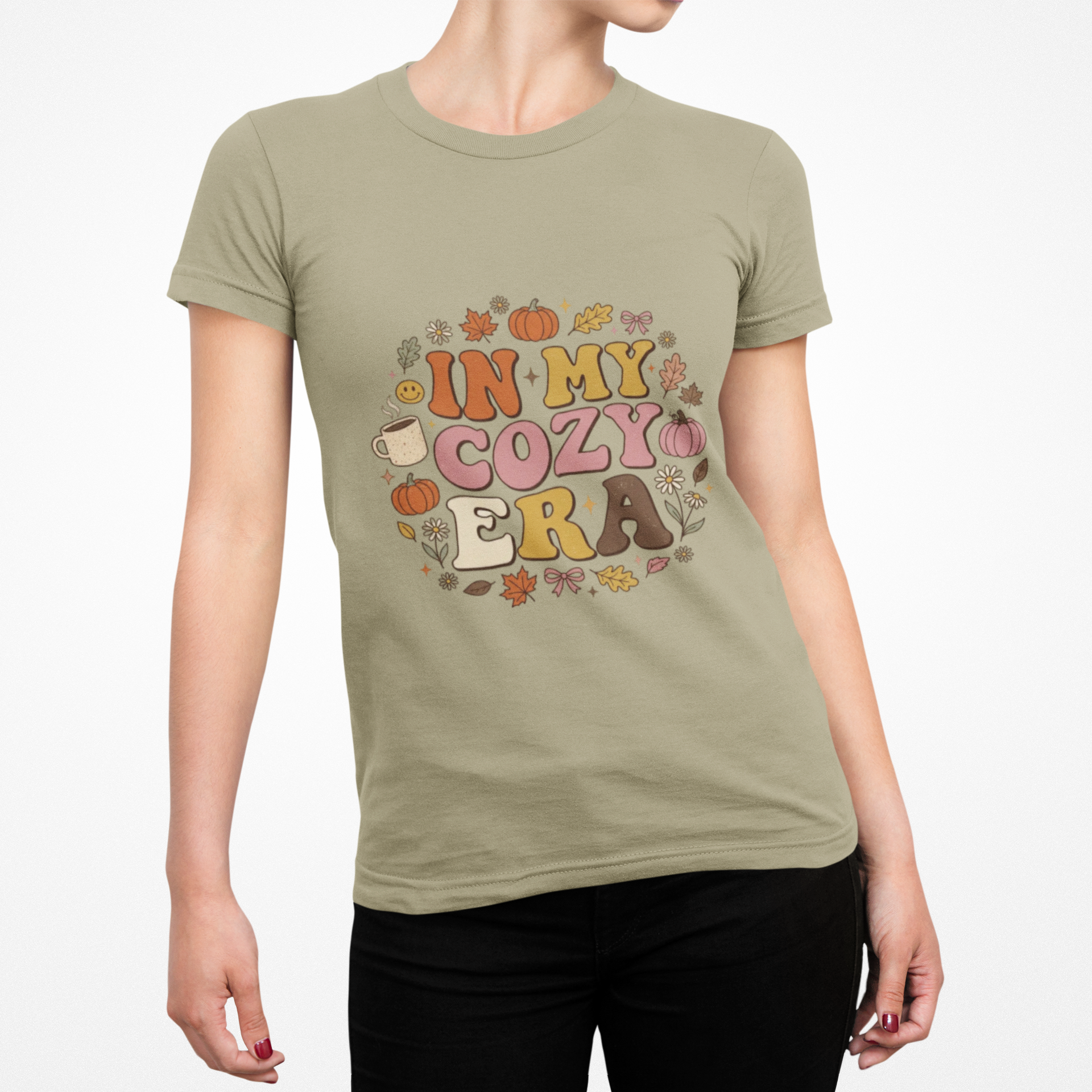 In My Cozy Era T-shirt | Fall Pumpkin Leaves Coffee Cozy Season