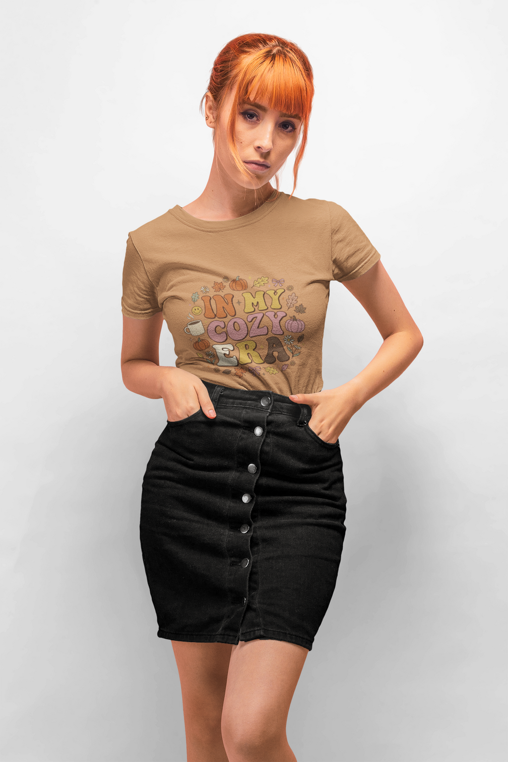 In My Cozy Era T-shirt | Fall Pumpkin Leaves Coffee Cozy Season