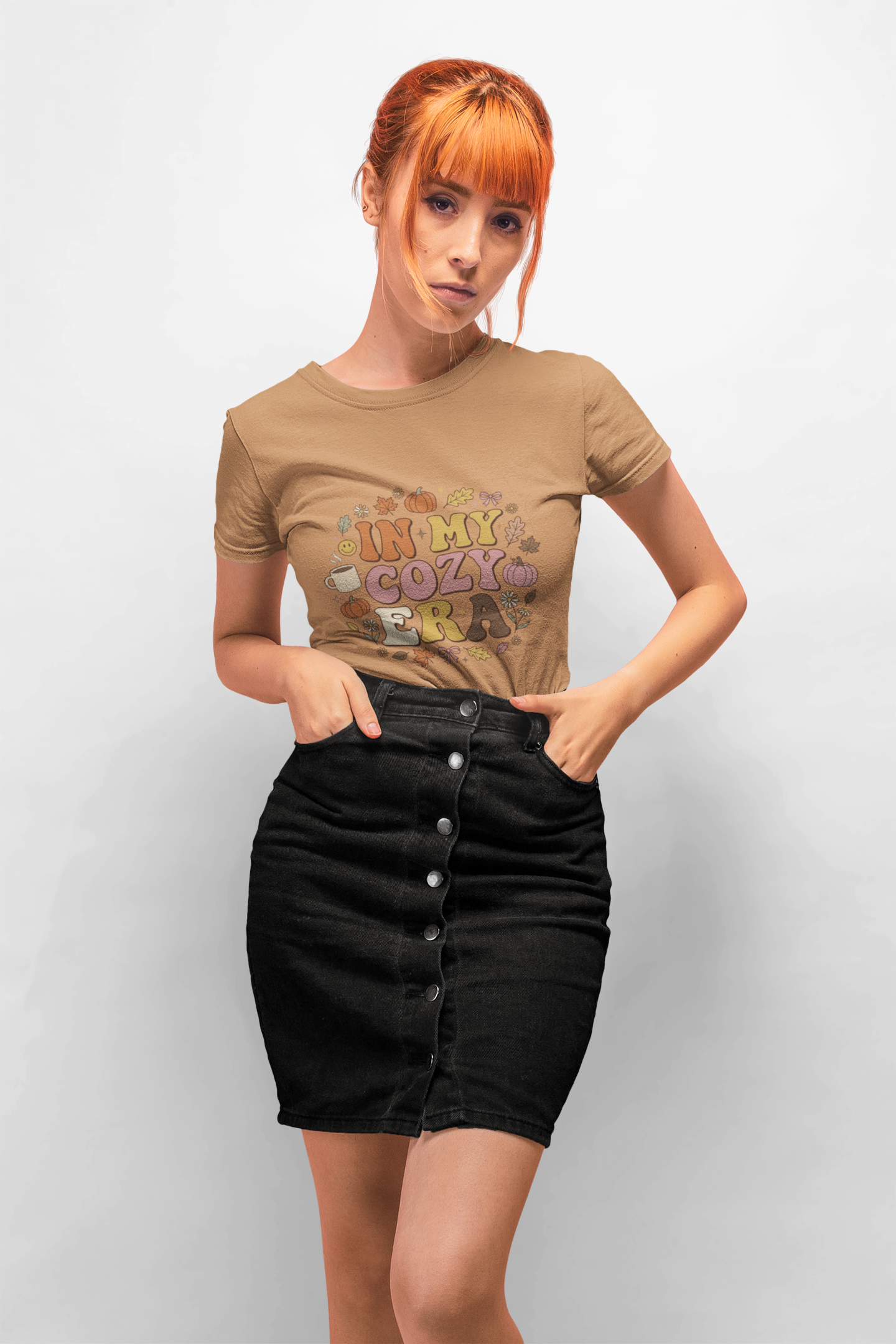 In My Cozy Era T-shirt | Fall Pumpkin Leaves Coffee Cozy Season