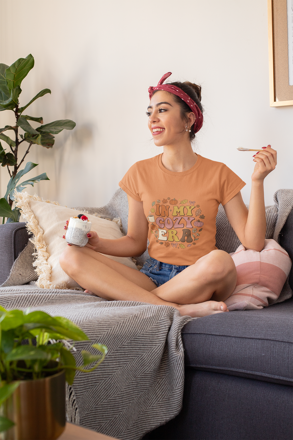 In My Cozy Era T-shirt | Fall Pumpkin Leaves Coffee Cozy Season