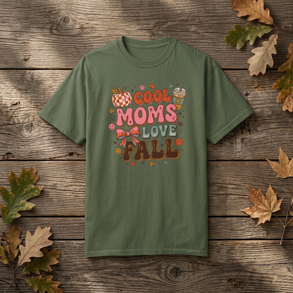 Cool Moms Love Fall Graphic Crewneck T-Shirt
