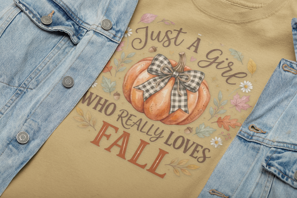 Fall Pumpkin T-Shirt — "Just A Girl Who Really Loves Fall" Autumn Graphic Tee
