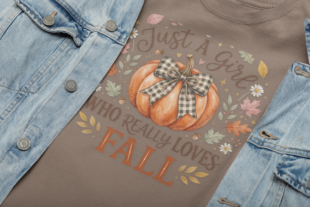 Fall Pumpkin T-Shirt — "Just A Girl Who Really Loves Fall" Autumn Graphic Tee