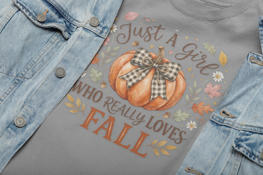 Fall Pumpkin T-Shirt — "Just A Girl Who Really Loves Fall" Autumn Graphic Tee