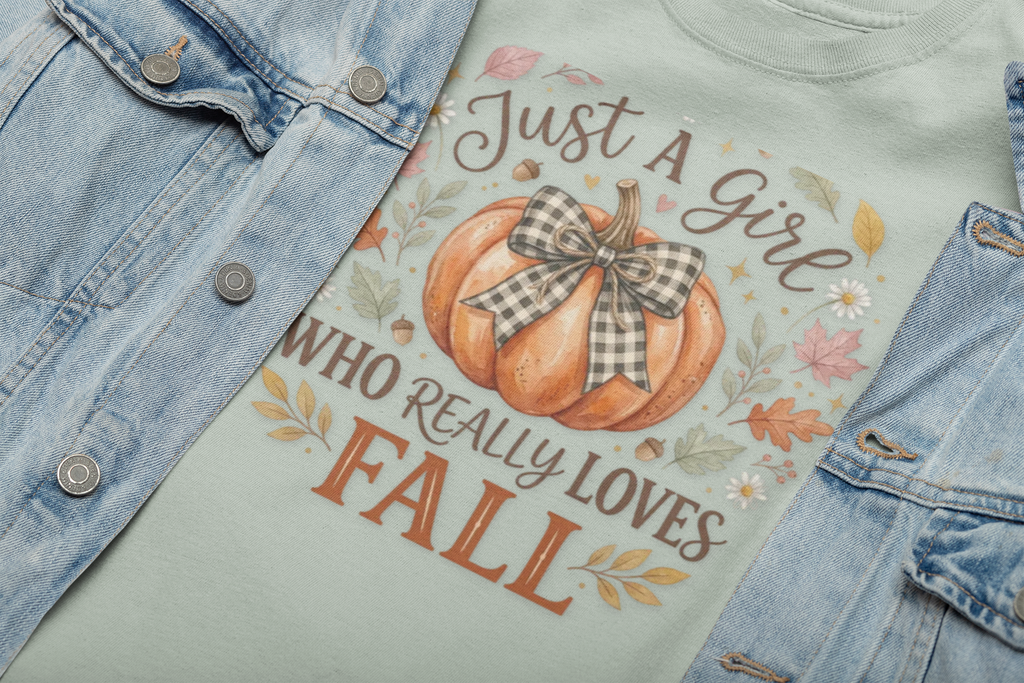 Fall Pumpkin T-Shirt — "Just A Girl Who Really Loves Fall" Autumn Graphic Tee