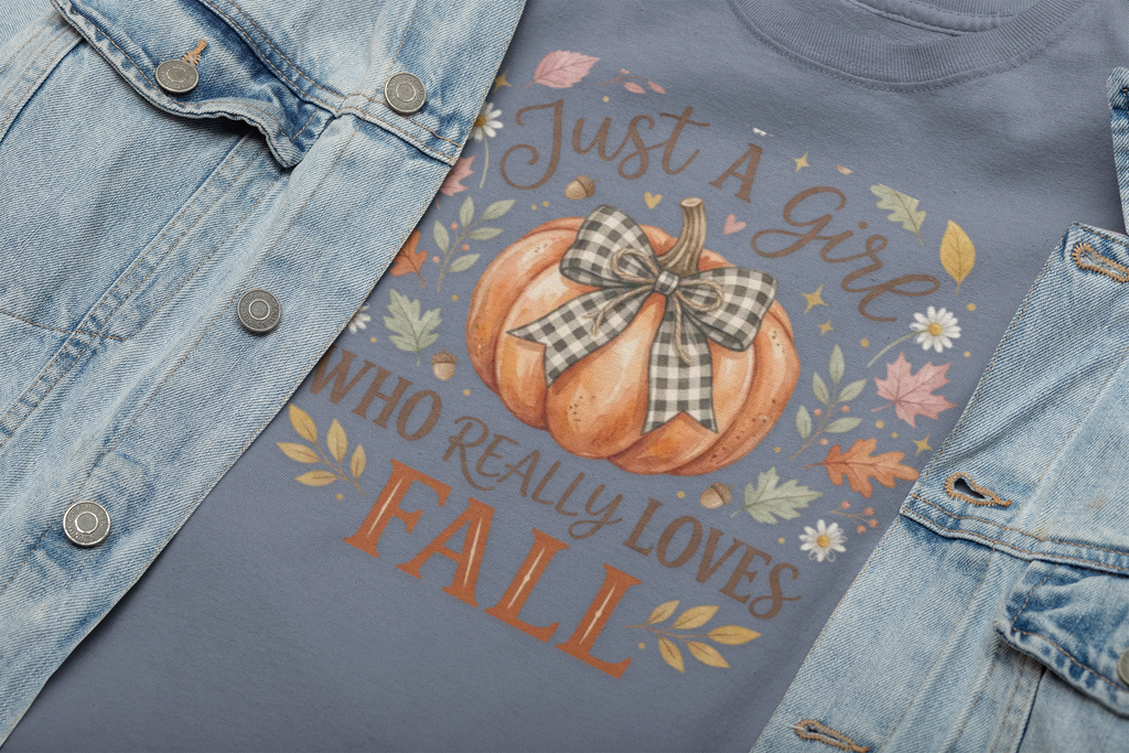 Fall Pumpkin T-Shirt — "Just A Girl Who Really Loves Fall" Autumn Graphic Tee