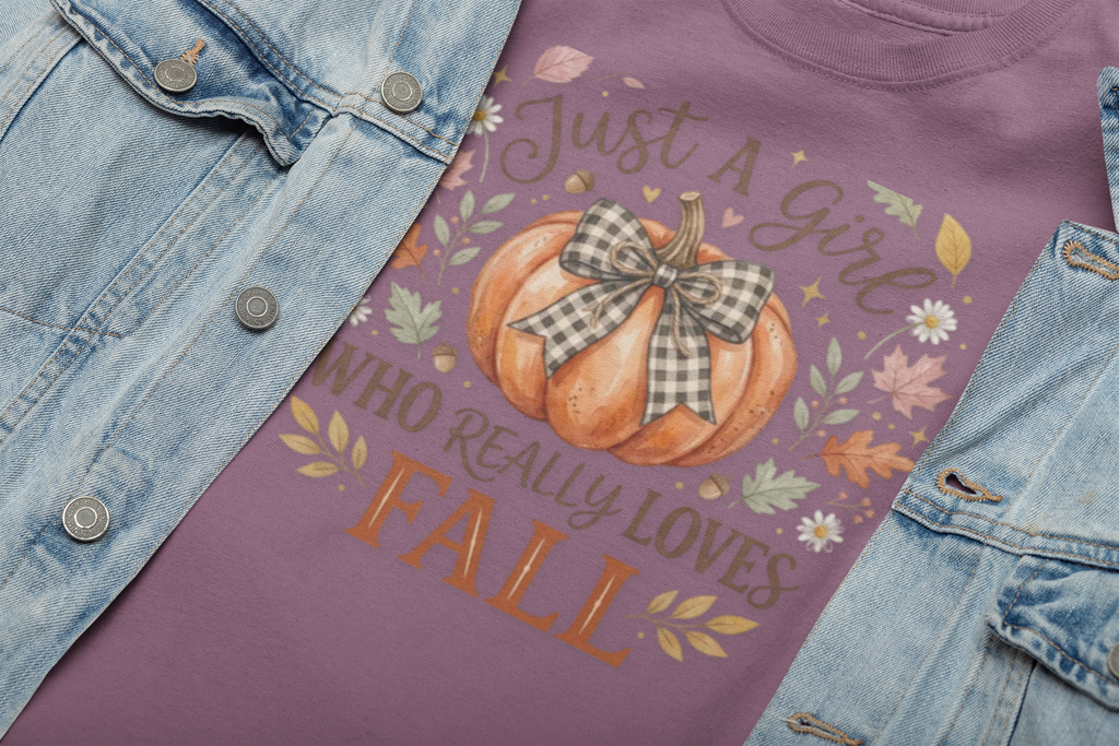 Fall Pumpkin T-Shirt — "Just A Girl Who Really Loves Fall" Autumn Graphic Tee