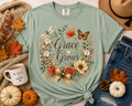 Grace Grows Shirt, Comfort Colors Fall Floral Tee, Inspirational Autumn Shirt