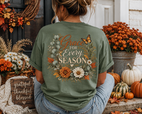 Grace for Every Season Comfort Colors® Back Print Fall Tee
