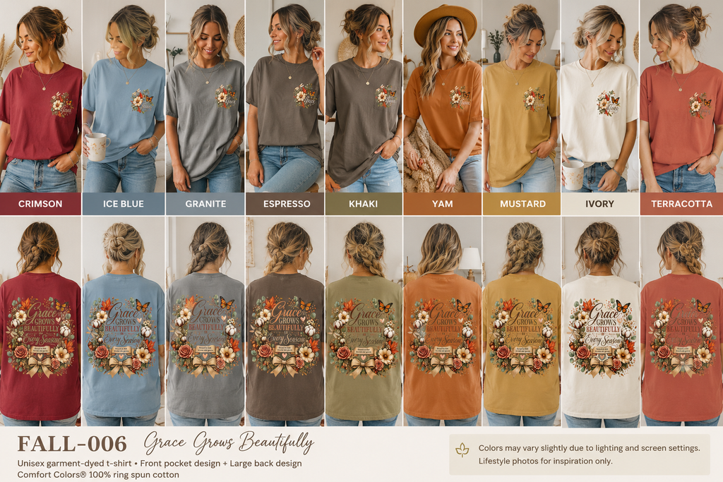 Grace Grows Beautifully Shirt, Christian Fall Shirt, Faith Based Autumn Tee, Comfort Colors Fall Shirt, Inspirational Christian Gift