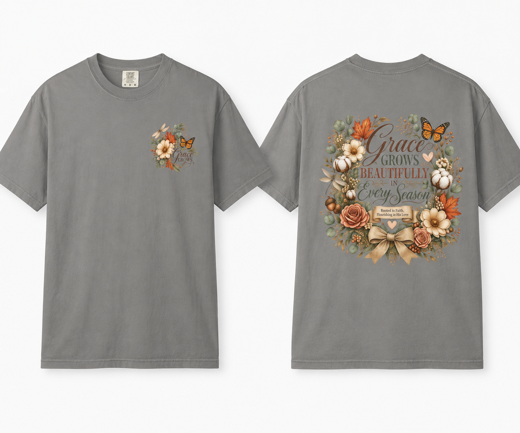Grace Grows Beautifully Shirt, Christian Fall Shirt, Faith Based Autumn Tee, Comfort Colors Fall Shirt, Inspirational Christian Gift