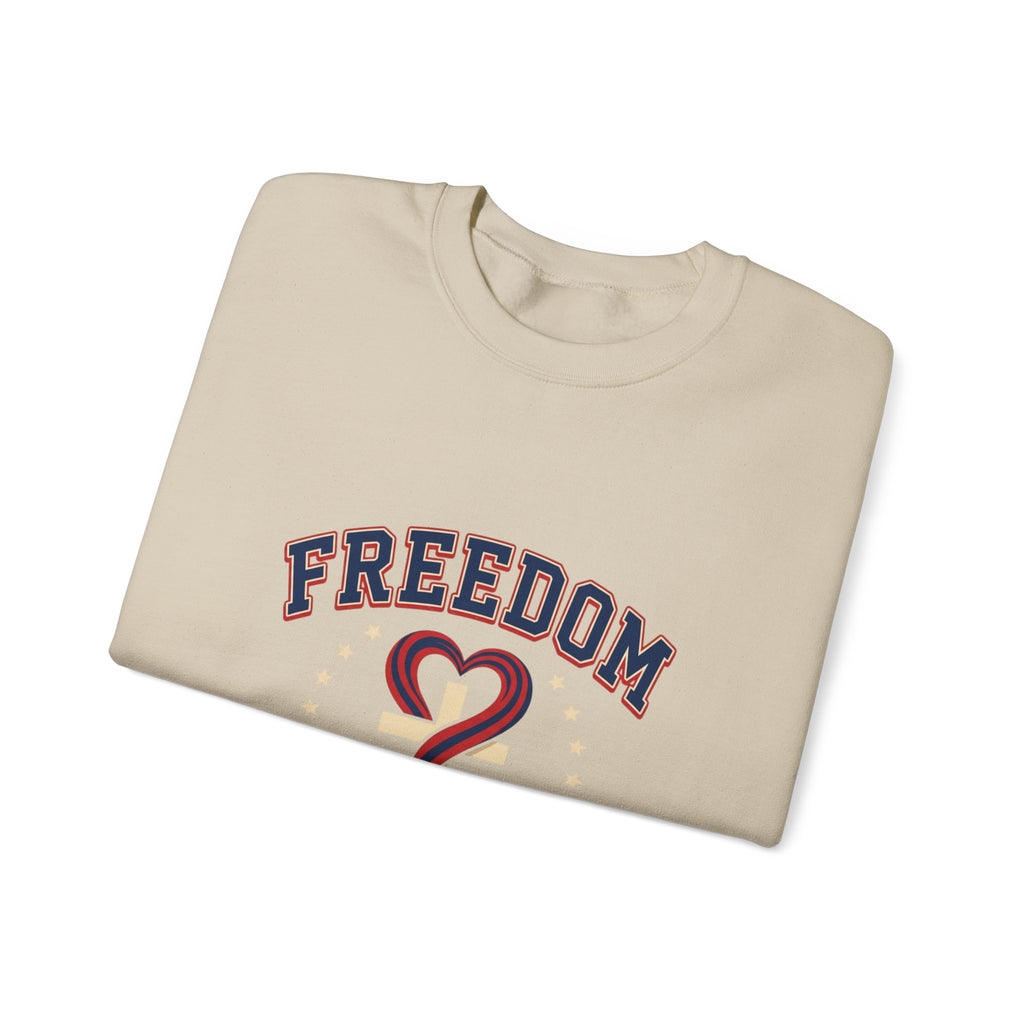 Freedom heart crewneck sweatshirt | faith-based patriotic, vintage Americana