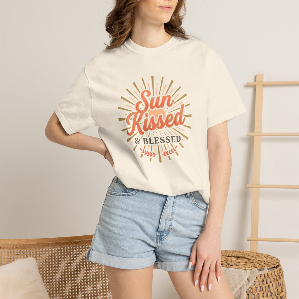 Sun Kissed & Blessed T-shirt | Vintage Sunburst Script Tee