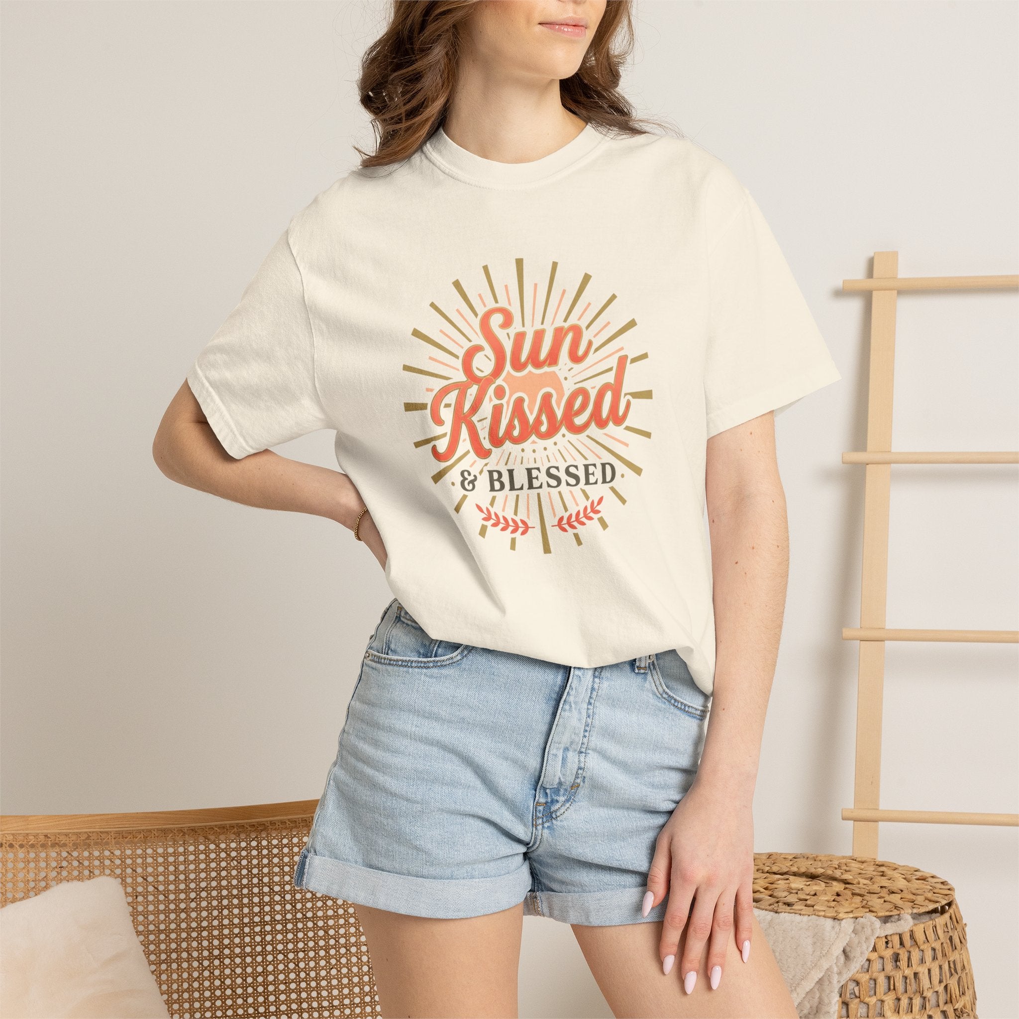 Sun Kissed & Blessed T-shirt | Vintage Sunburst Script Tee