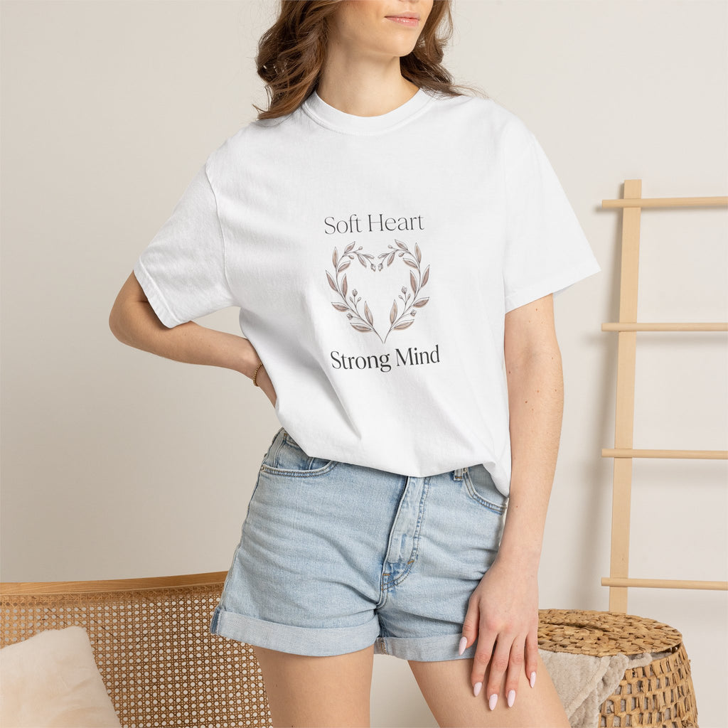 Soft Heart Strong Mind T-shirt | Laurel Wreath Botanical Graphic