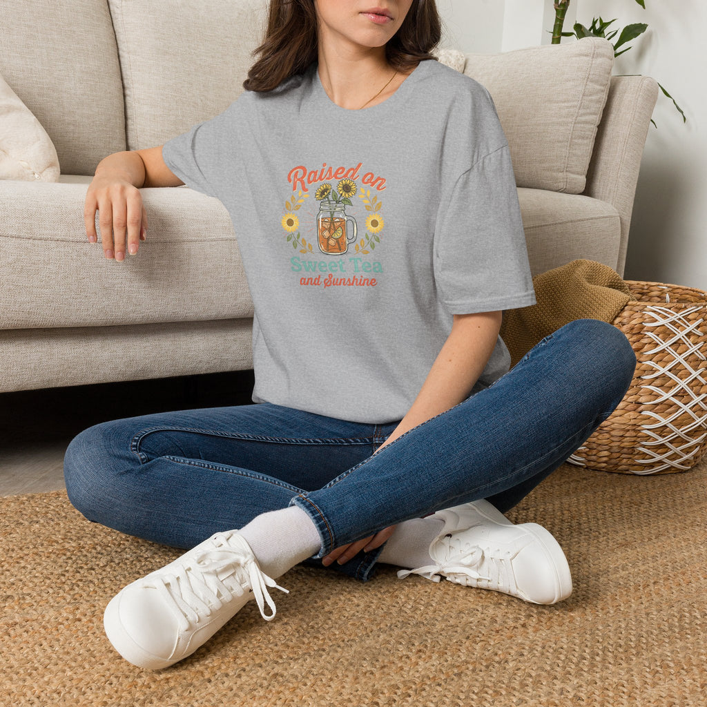Raised on Sweet Tea graphic T-Shirt | Mason Jar Sunflower Southern