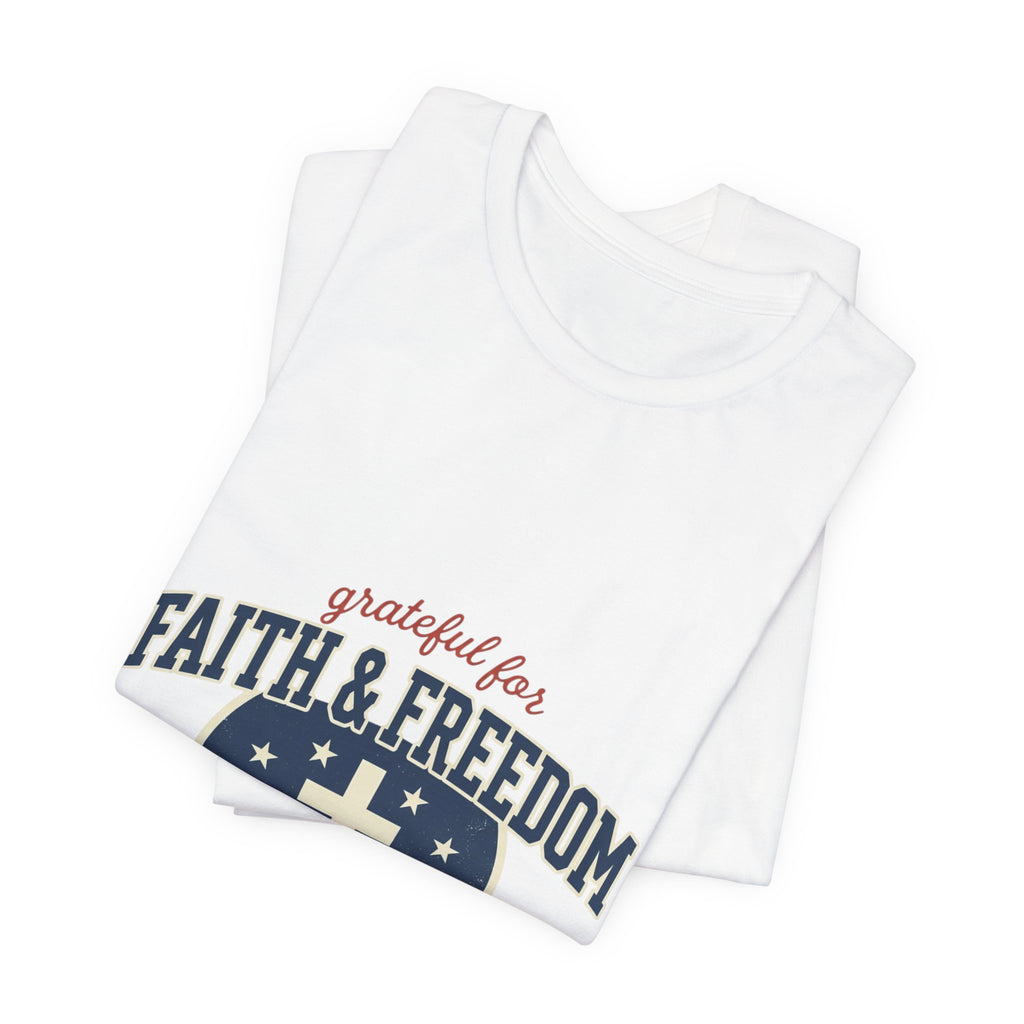 Faith & Freedom heart cross T-Shirt | Patriotic, Faith-based July 4th vintage Americana