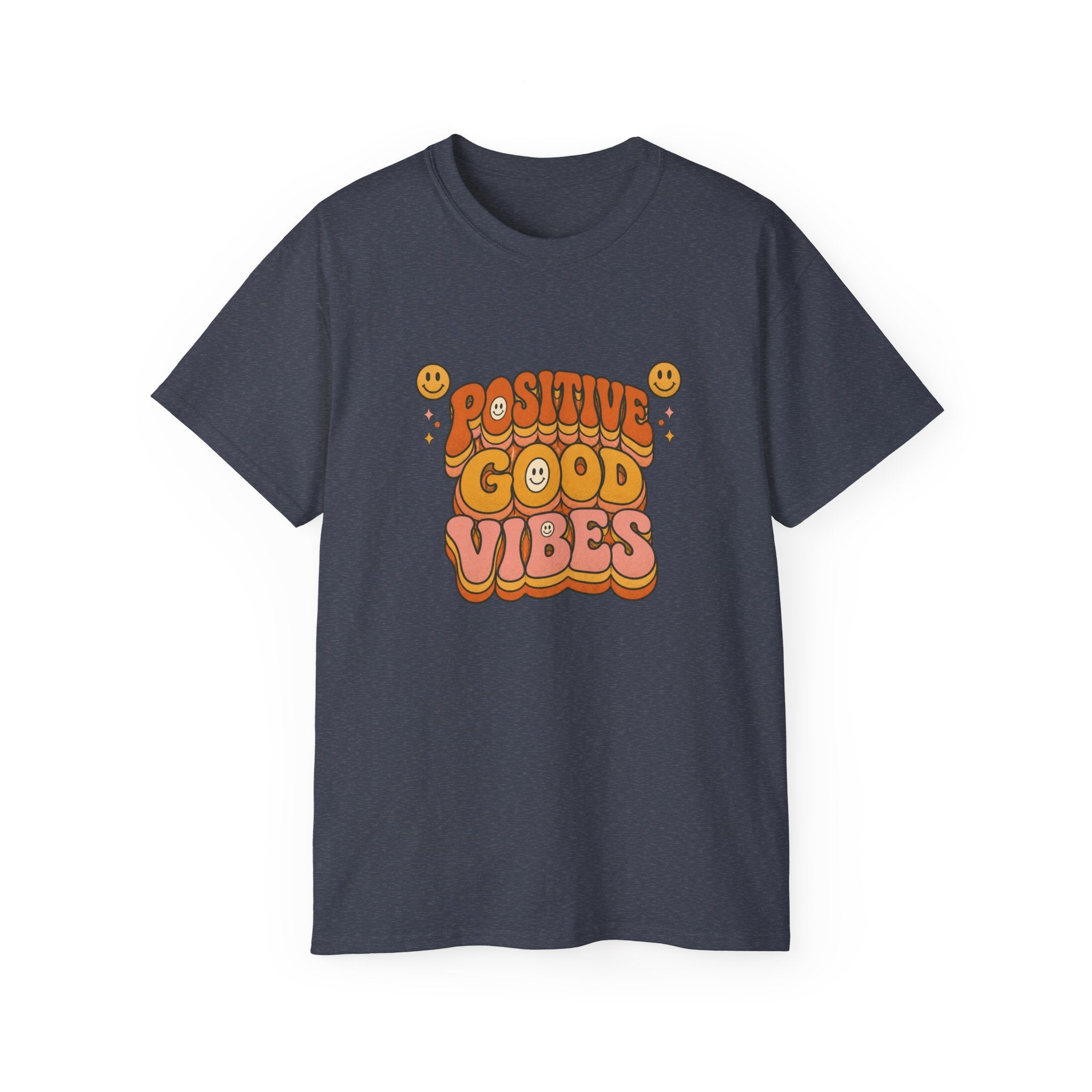 Positive Good Vibes shirt | Retro Smiley Typography Tee