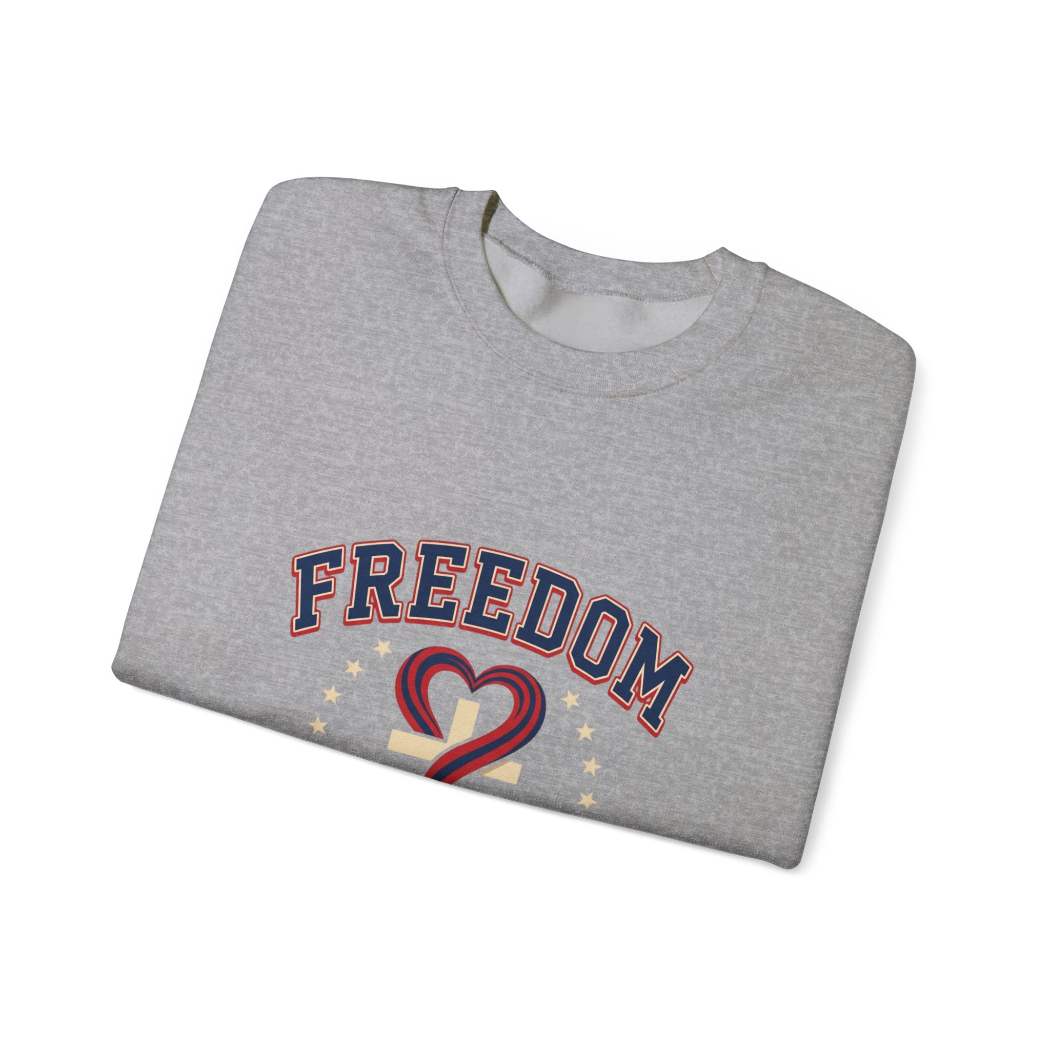 Freedom heart crewneck sweatshirt | faith-based patriotic, vintage Americana