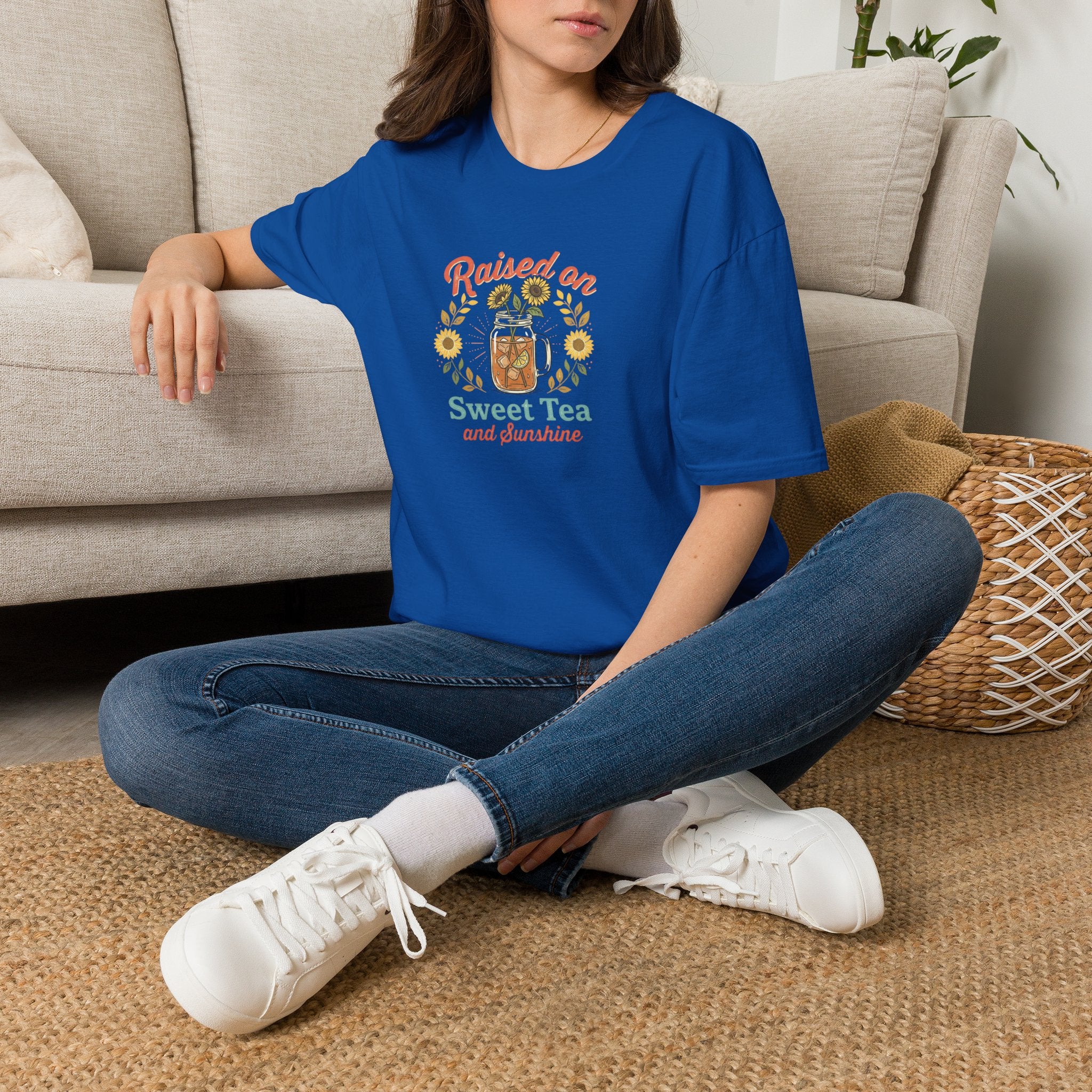 Raised on Sweet Tea graphic T-Shirt | Mason Jar Sunflower Southern