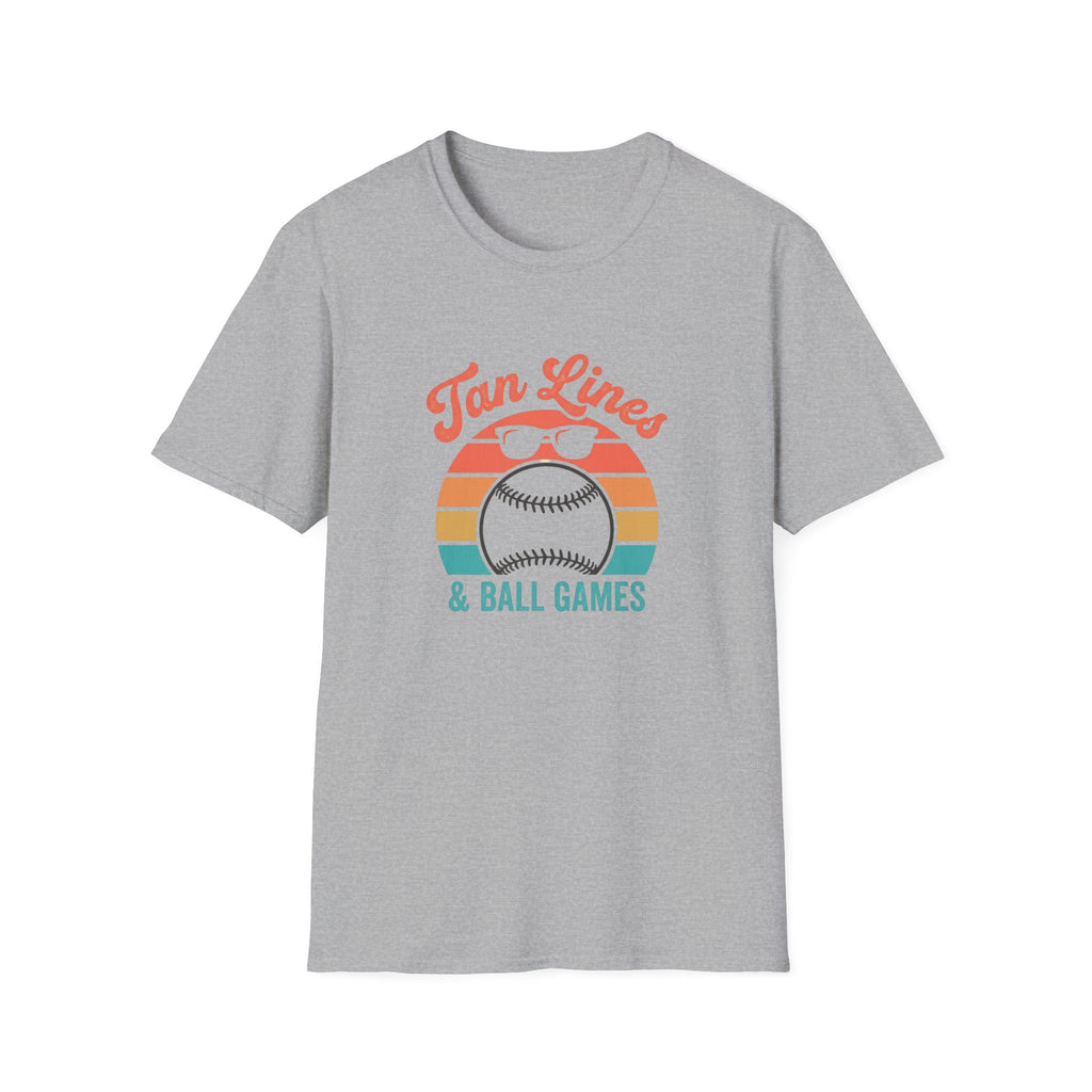 Tan Lines Baseball Graphic T-Shirt | Retro Sunset Ball Design