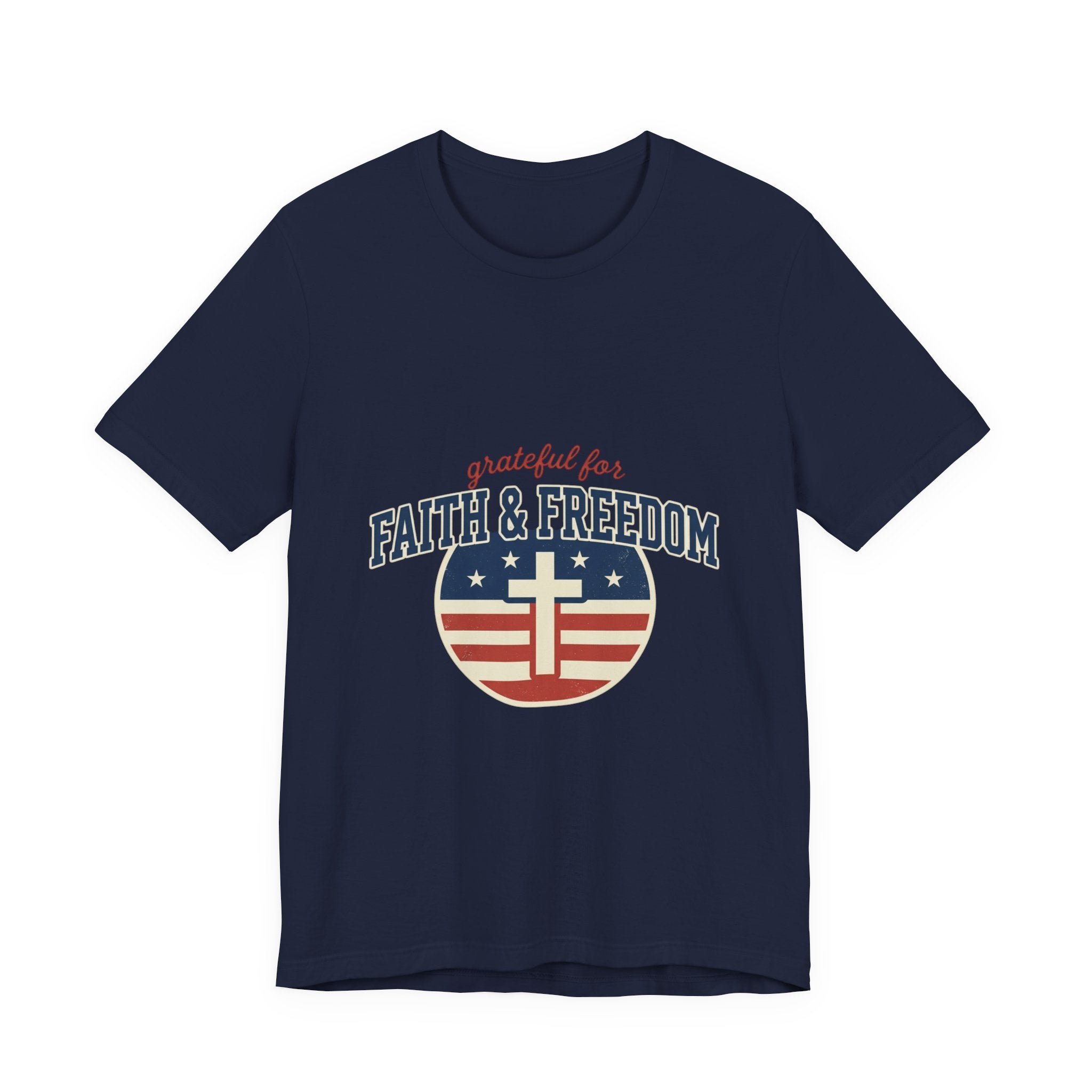 Faith & Freedom heart cross T-Shirt | Patriotic, Faith-based July 4th vintage Americana