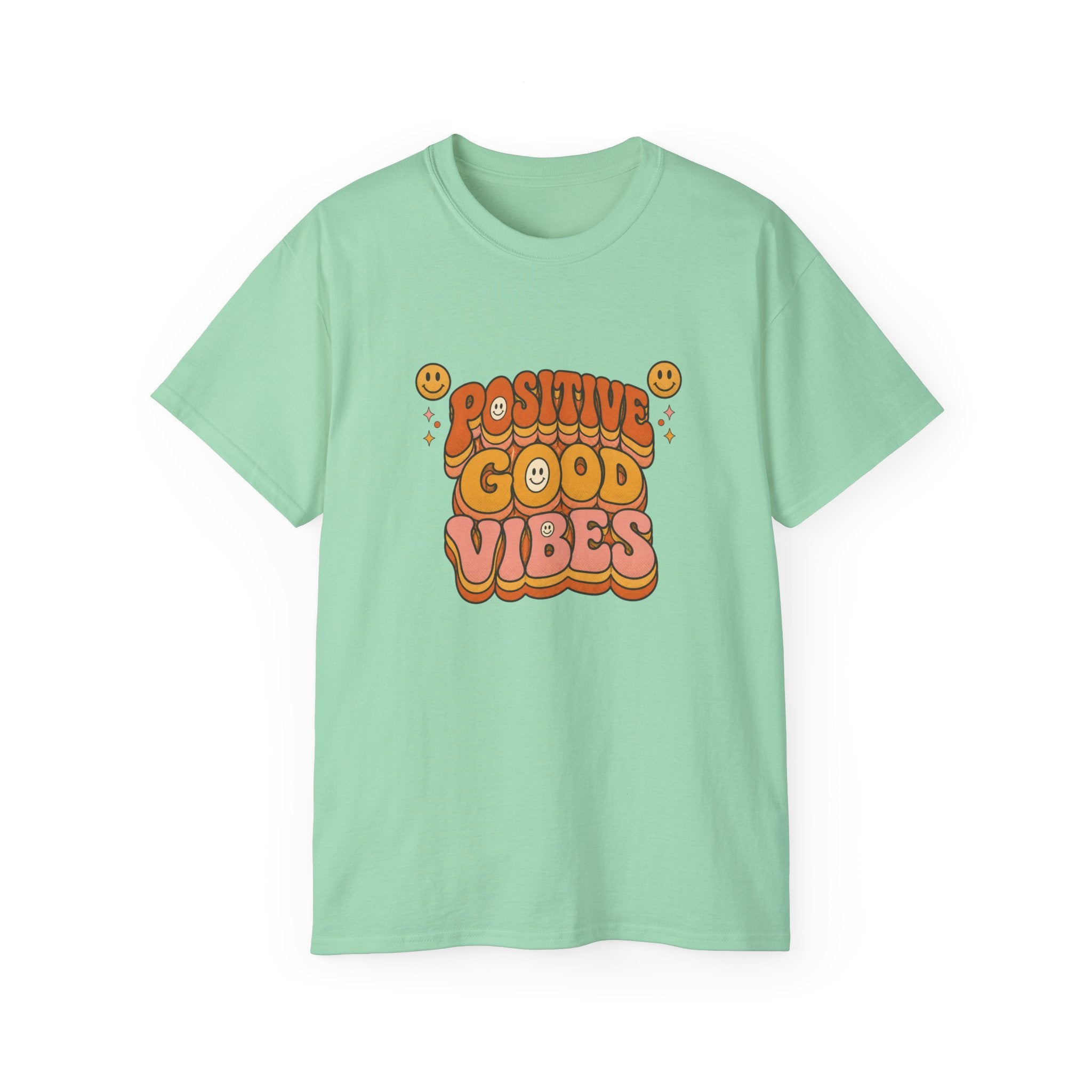 Positive Good Vibes shirt | Retro Smiley Typography Tee