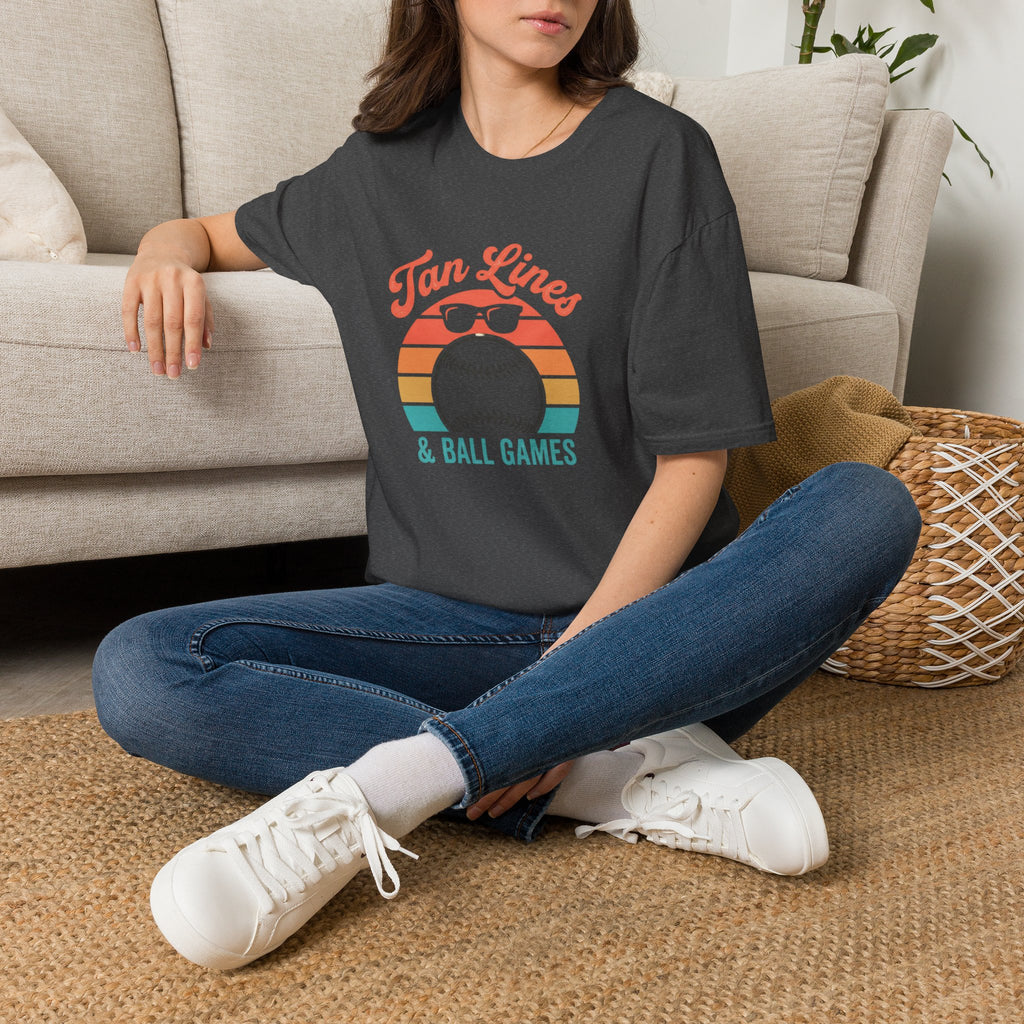Tan Lines Baseball Graphic T-Shirt | Retro Sunset Ball Design
