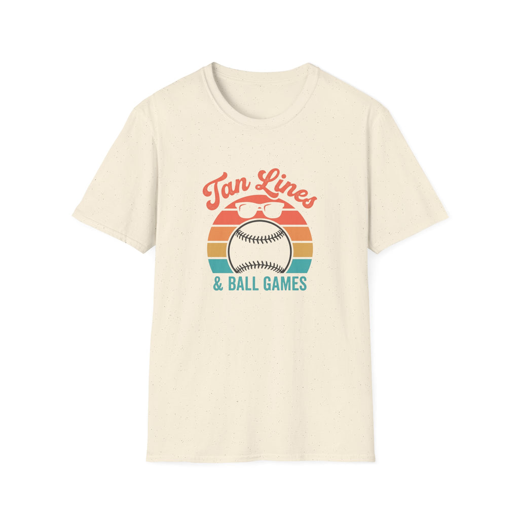 Tan Lines Baseball Graphic T-Shirt | Retro Sunset Ball Design