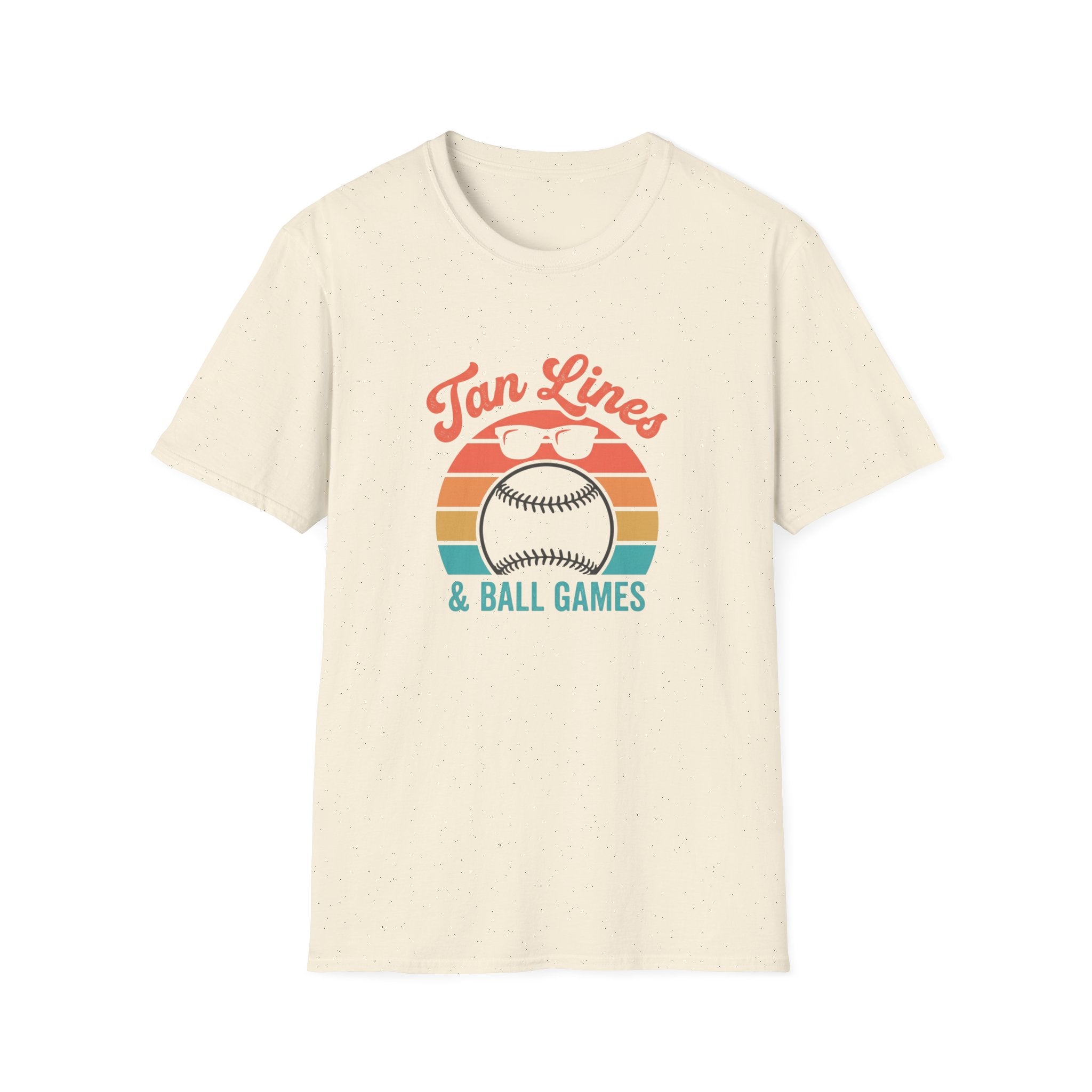 Tan Lines Baseball Graphic T-Shirt | Retro Sunset Ball Design