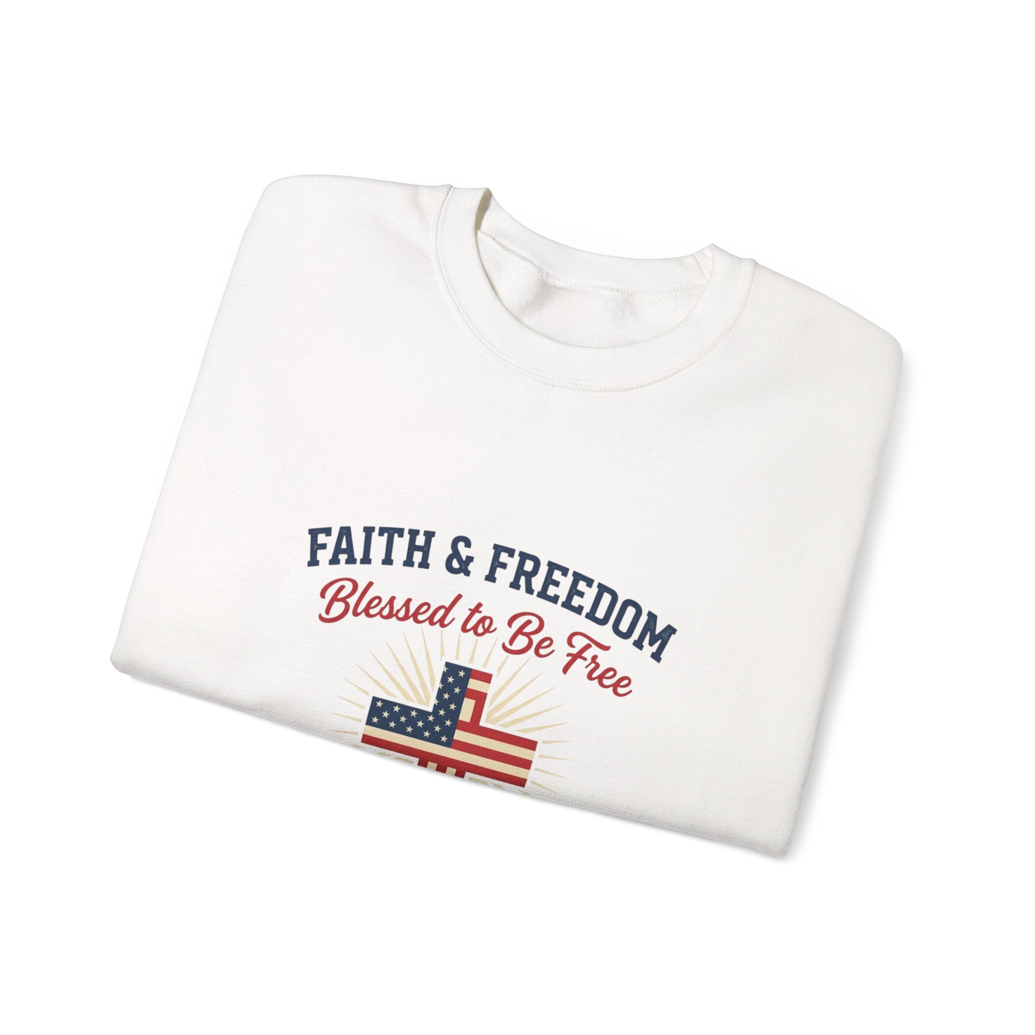 Faith & Freedom Cross Sweatshirt | patriotic, faith-based July 4th vintage Americana