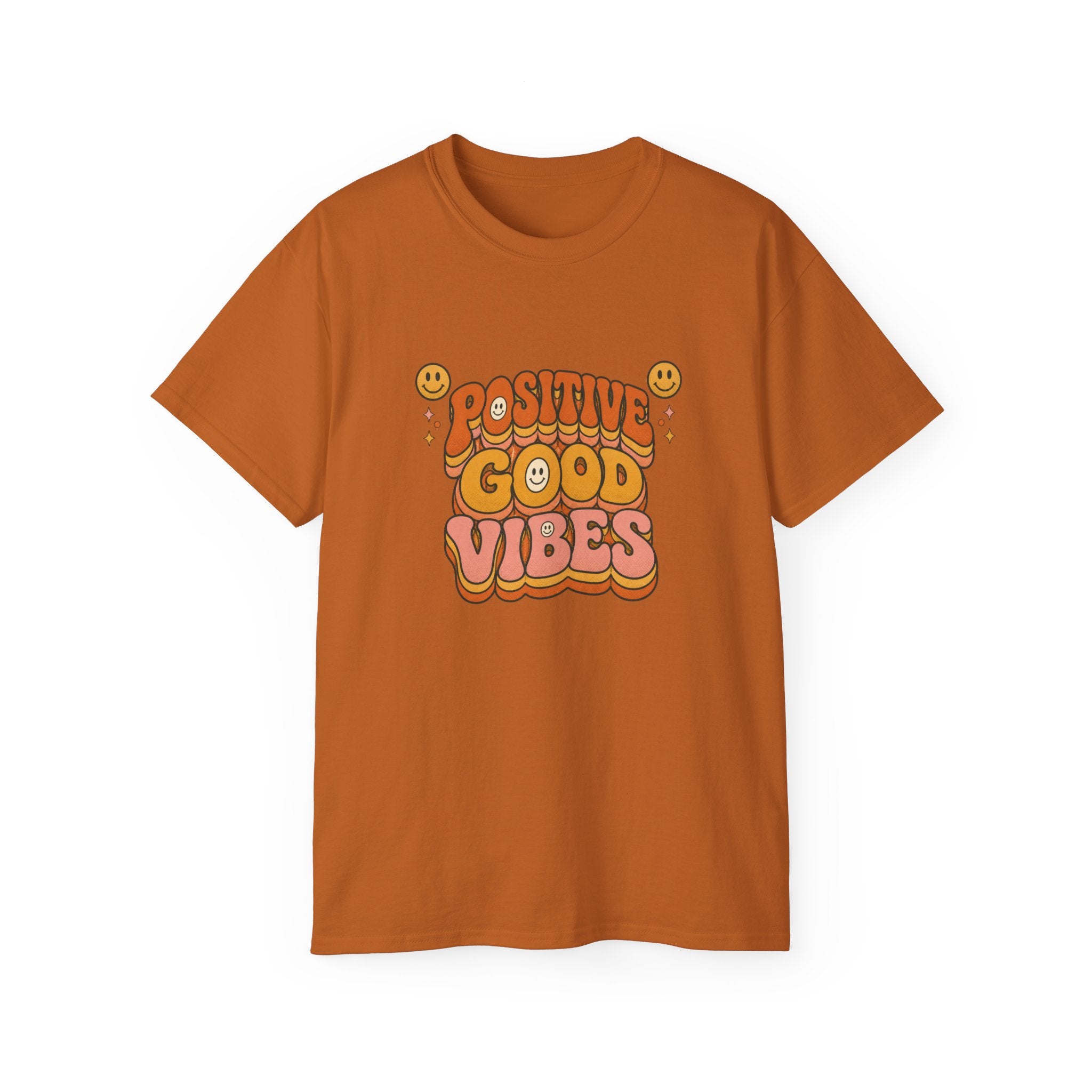 Positive Good Vibes shirt | Retro Smiley Typography Tee