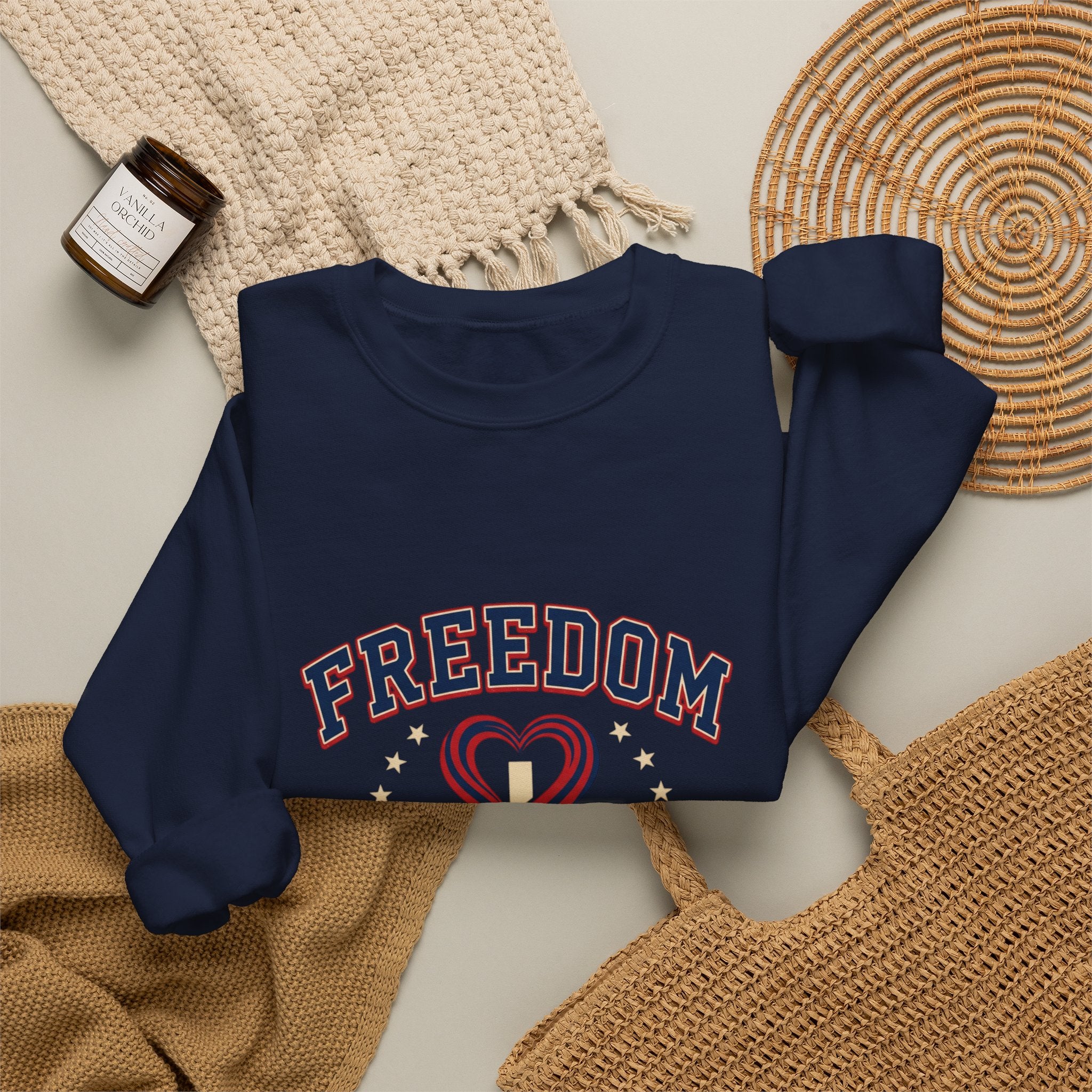 Freedom heart crewneck sweatshirt | faith-based patriotic, vintage Americana