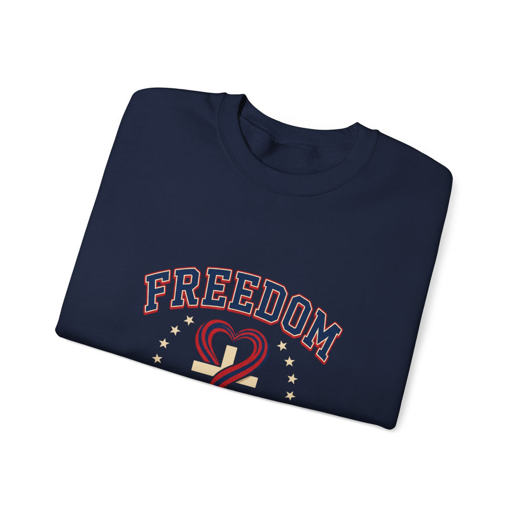Freedom heart crewneck sweatshirt | faith-based patriotic, vintage Americana