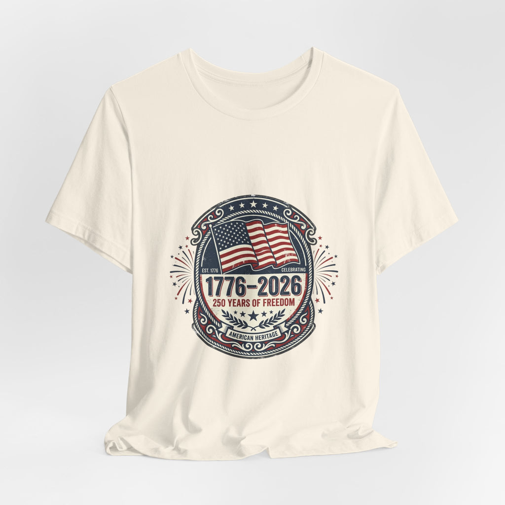 1776-2026 Liberty Emblem T-Shirt | Faith-Based Patriotic, Vintage Americana