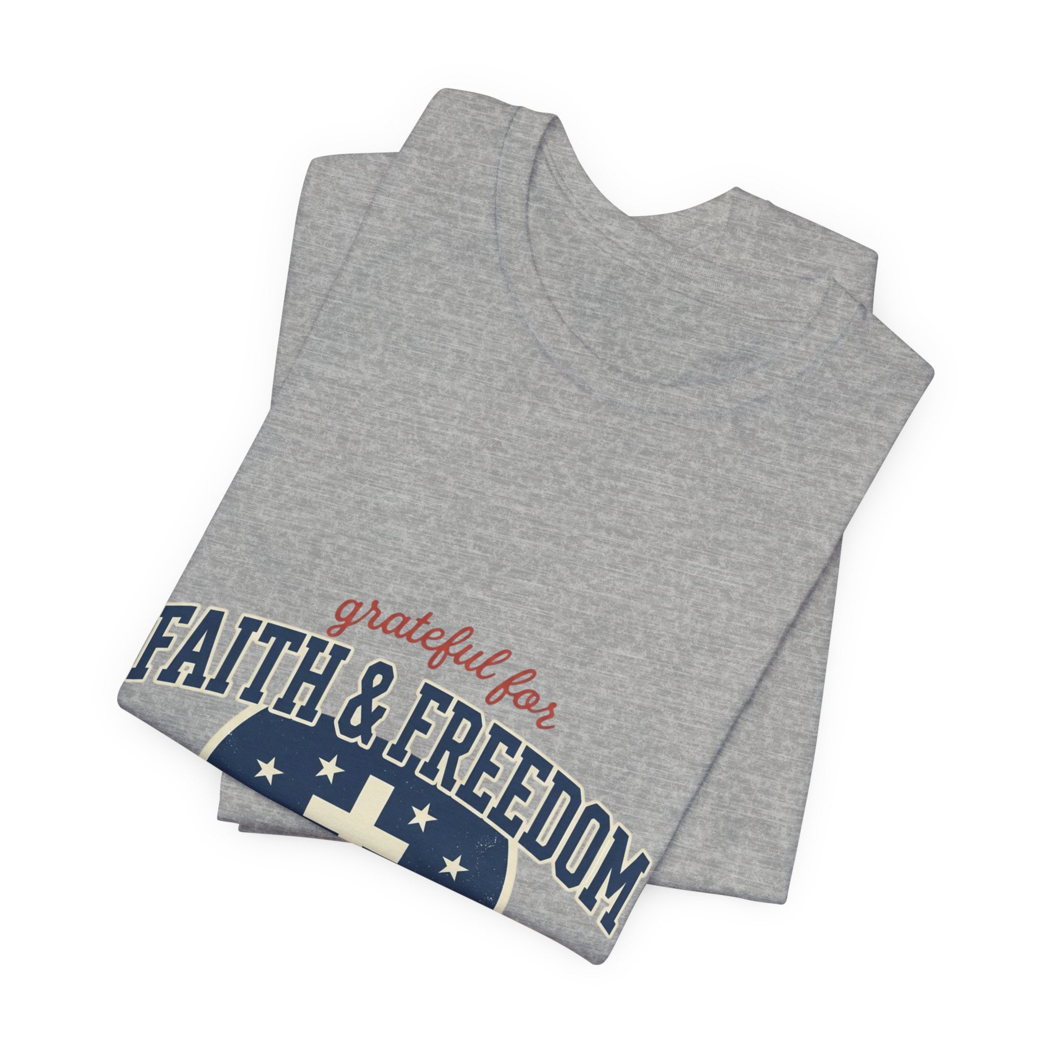 Faith & Freedom heart cross T-Shirt | Patriotic, Faith-based July 4th vintage Americana