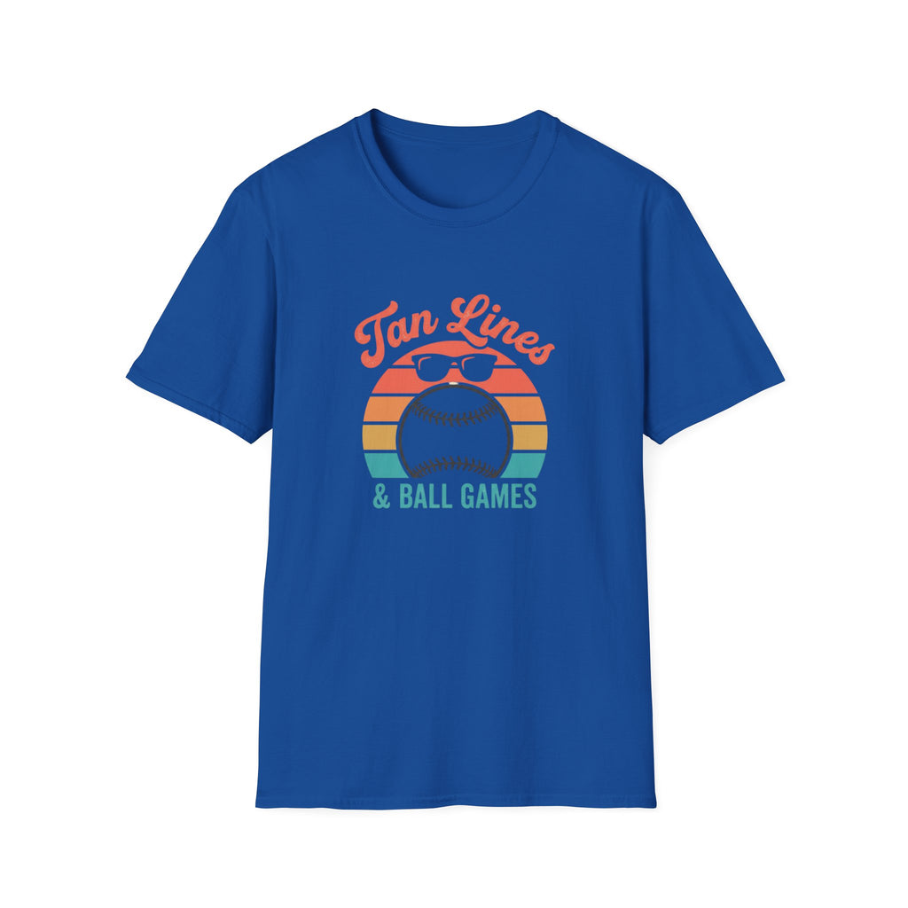 Tan Lines Baseball Graphic T-Shirt | Retro Sunset Ball Design