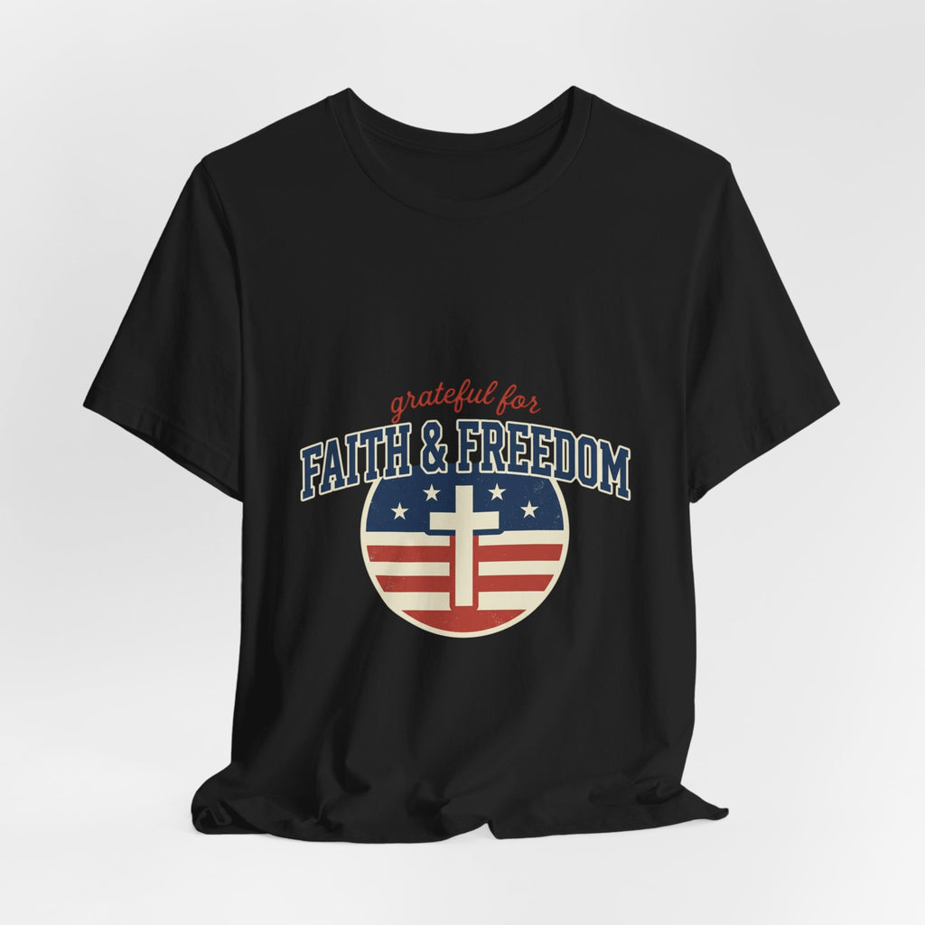 Faith & Freedom heart cross T-Shirt | Patriotic, Faith-based July 4th vintage Americana