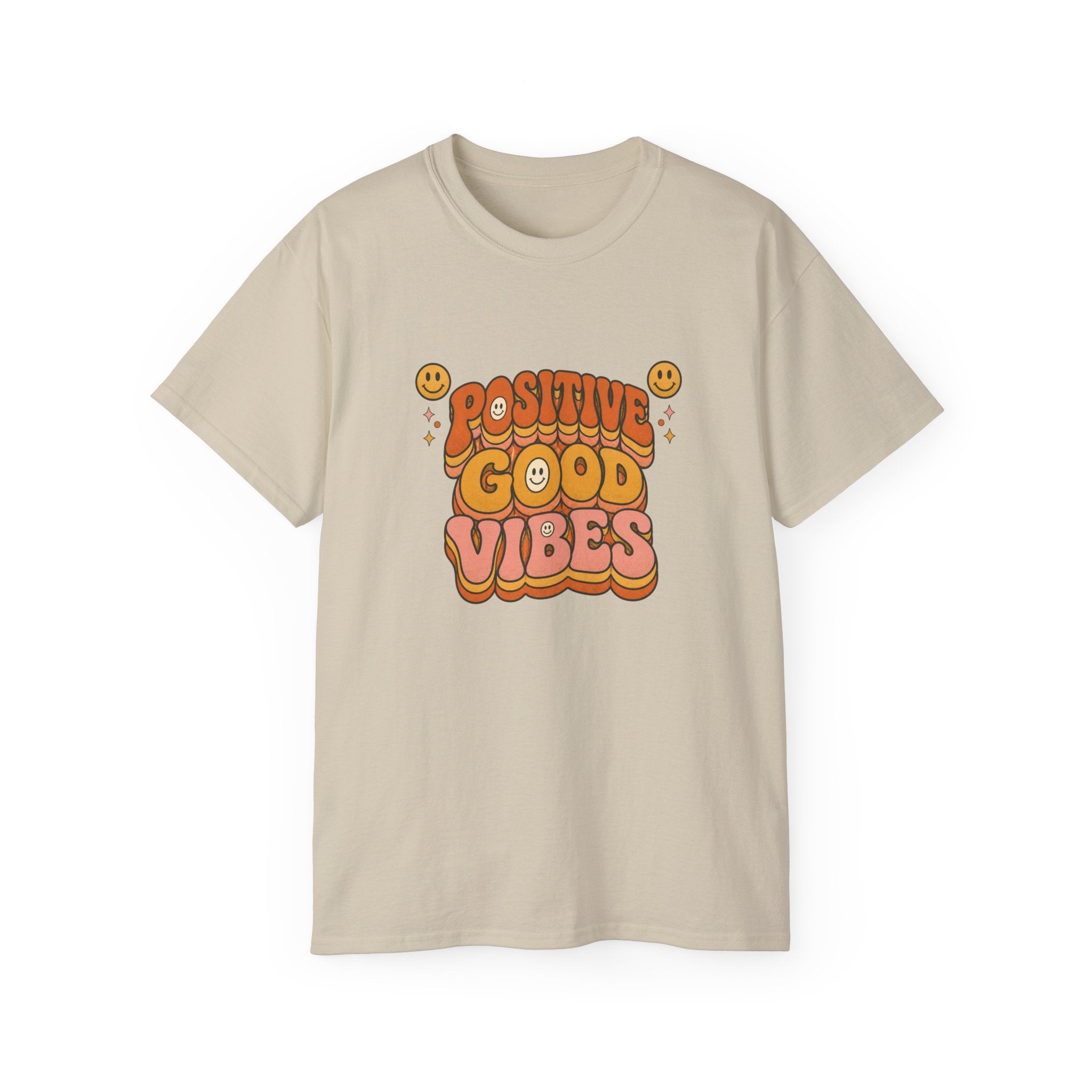 Positive Good Vibes shirt | Retro Smiley Typography Tee